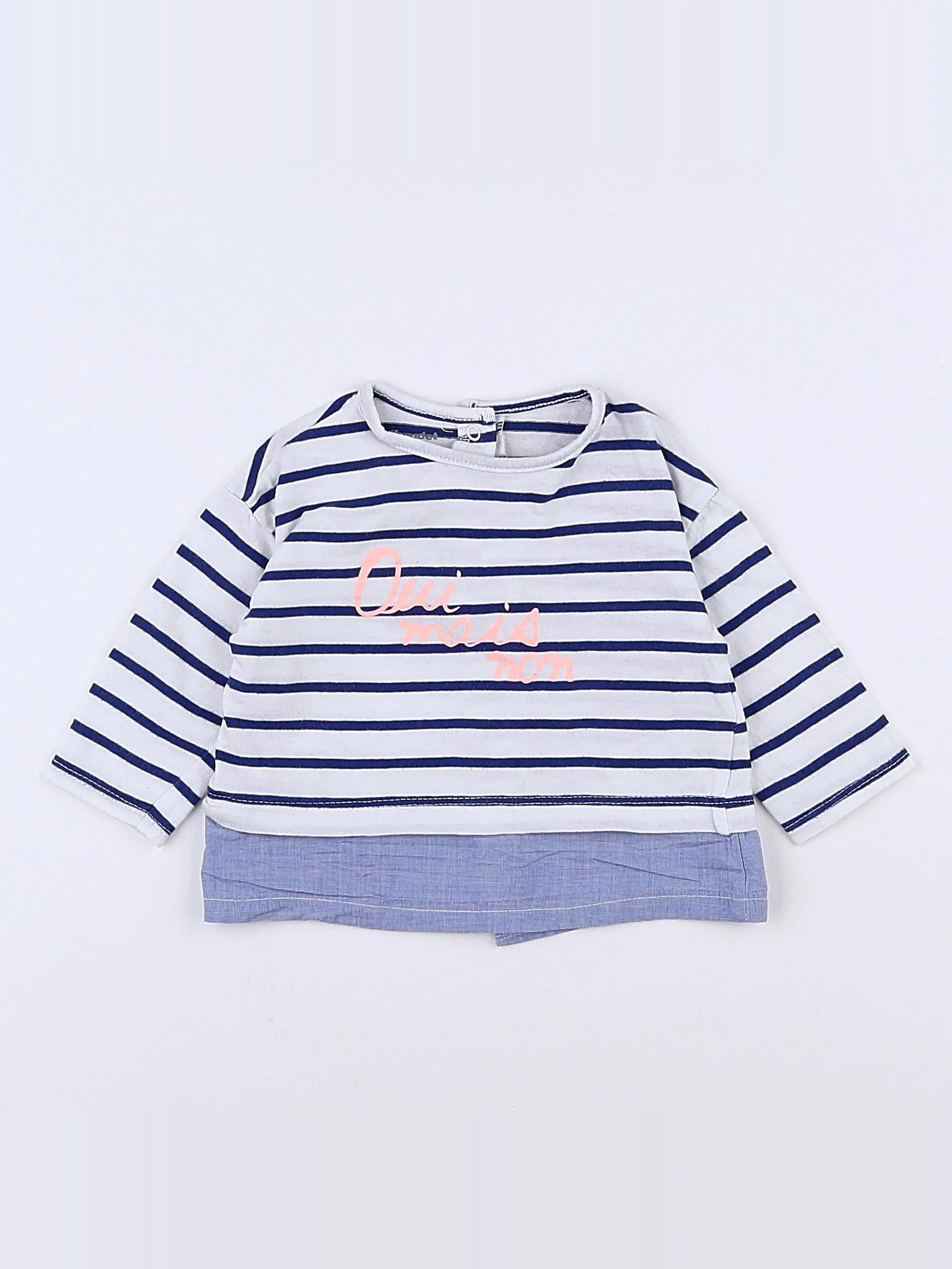 Vertbaudet - tee-shirt bleu, blanc - 3 mois