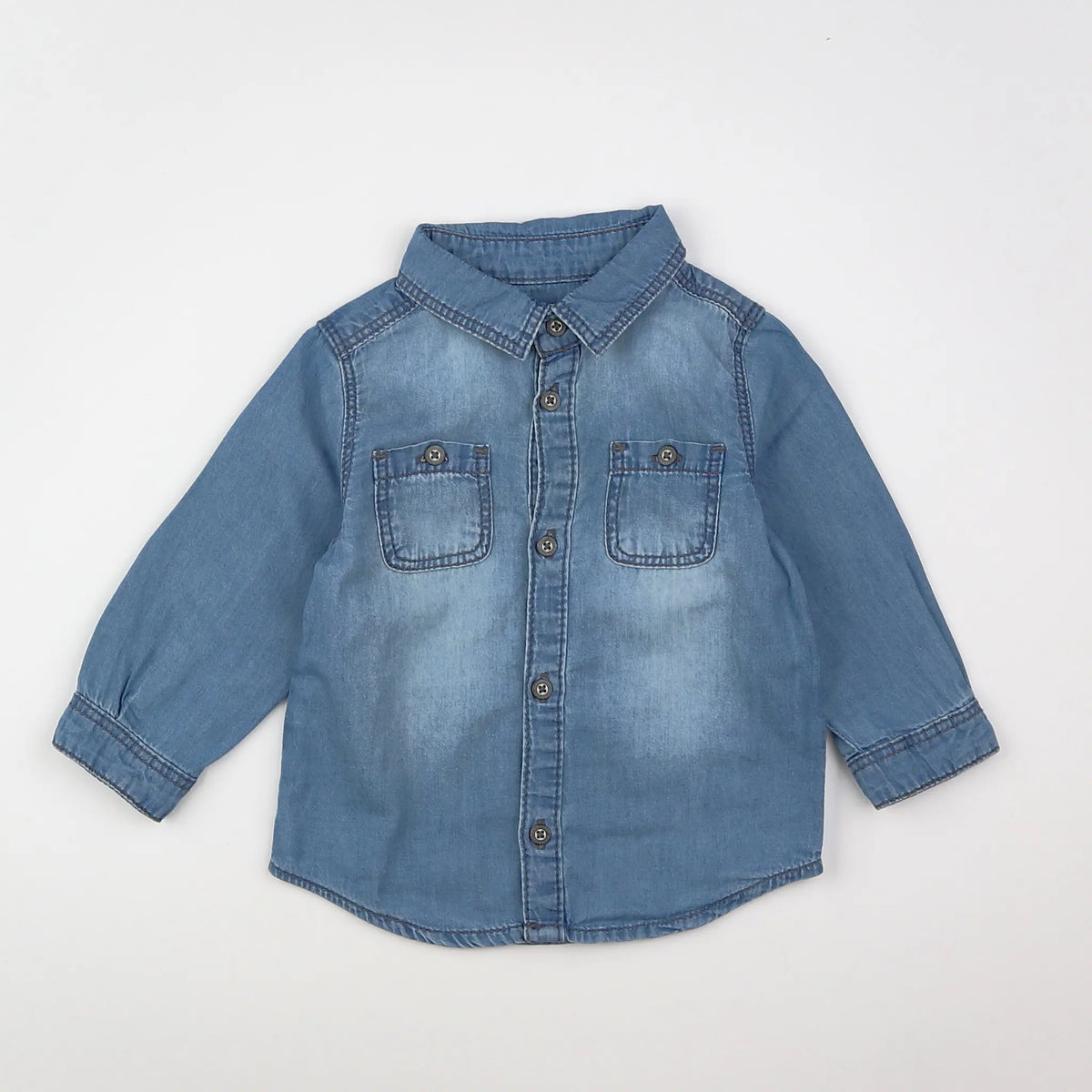 Vertbaudet - chemise bleu - 9 mois