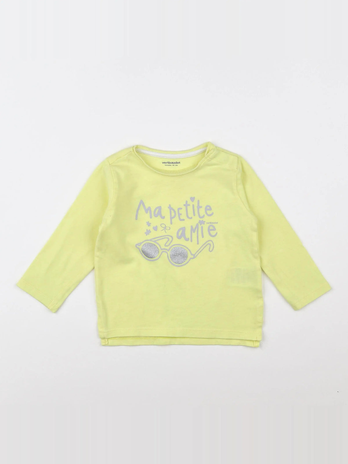 Vertbaudet - tee-shirt jaune fluo - 18 mois