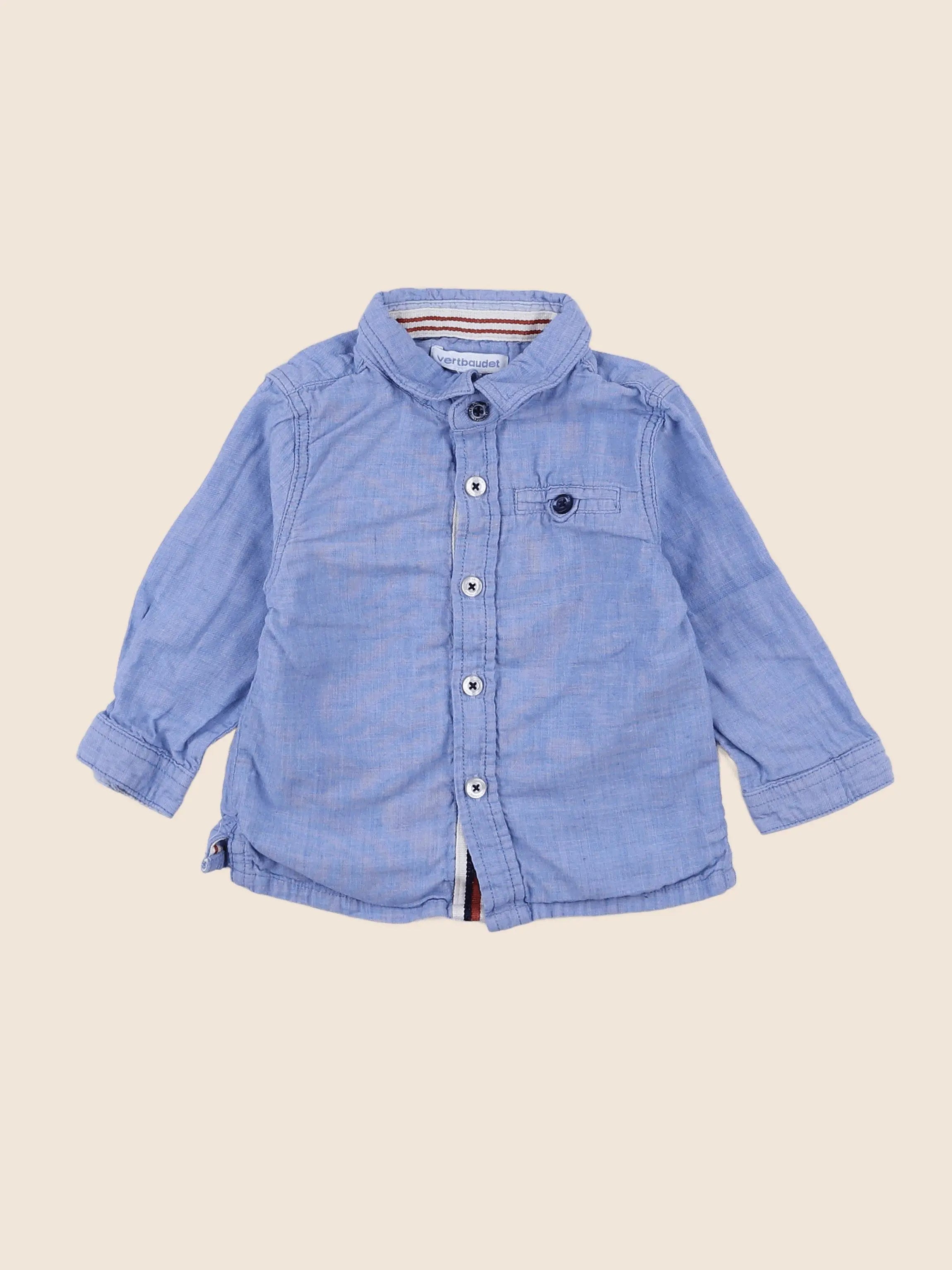Vertbaudet - chemise bleu - 9 mois