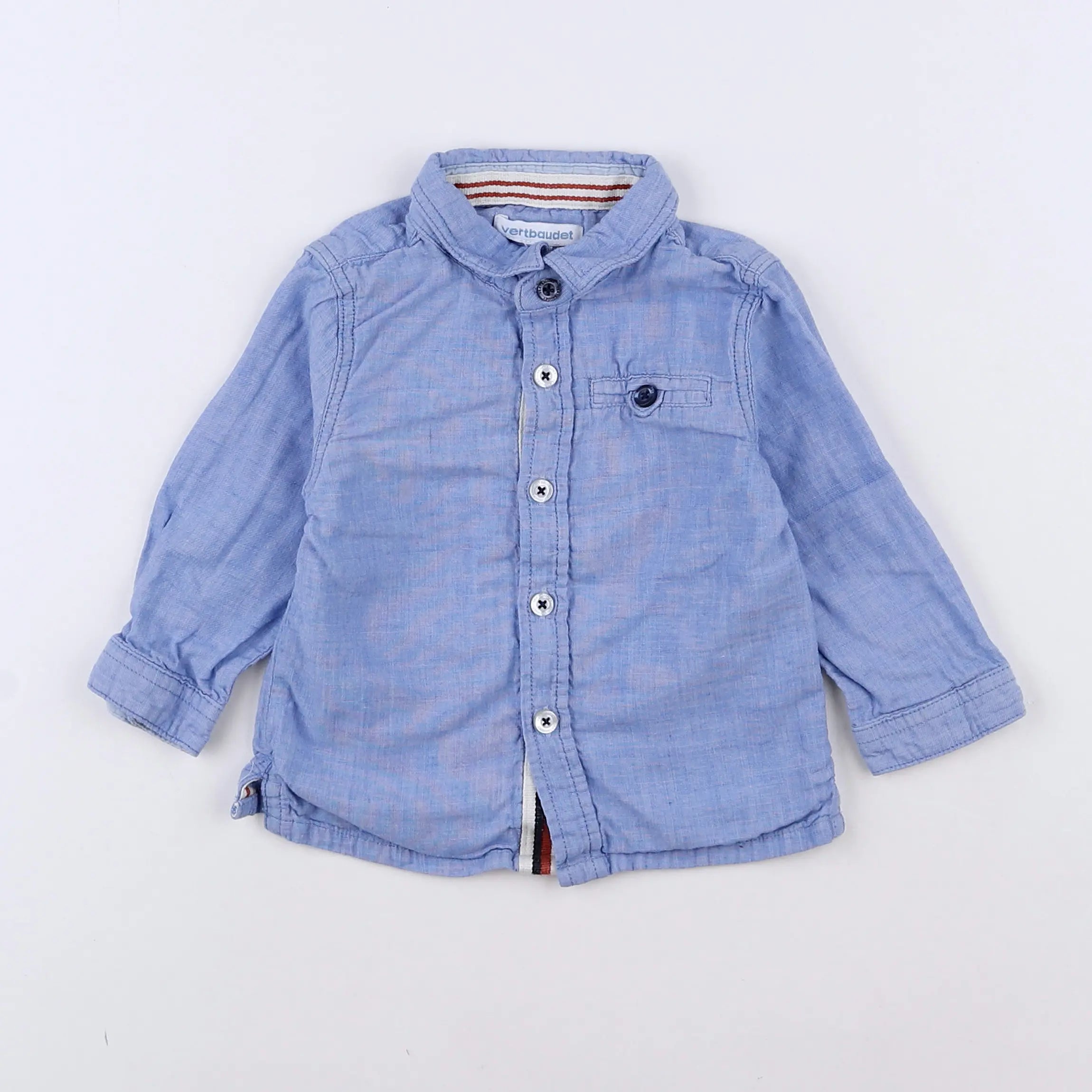 Vertbaudet - chemise bleu - 9 mois