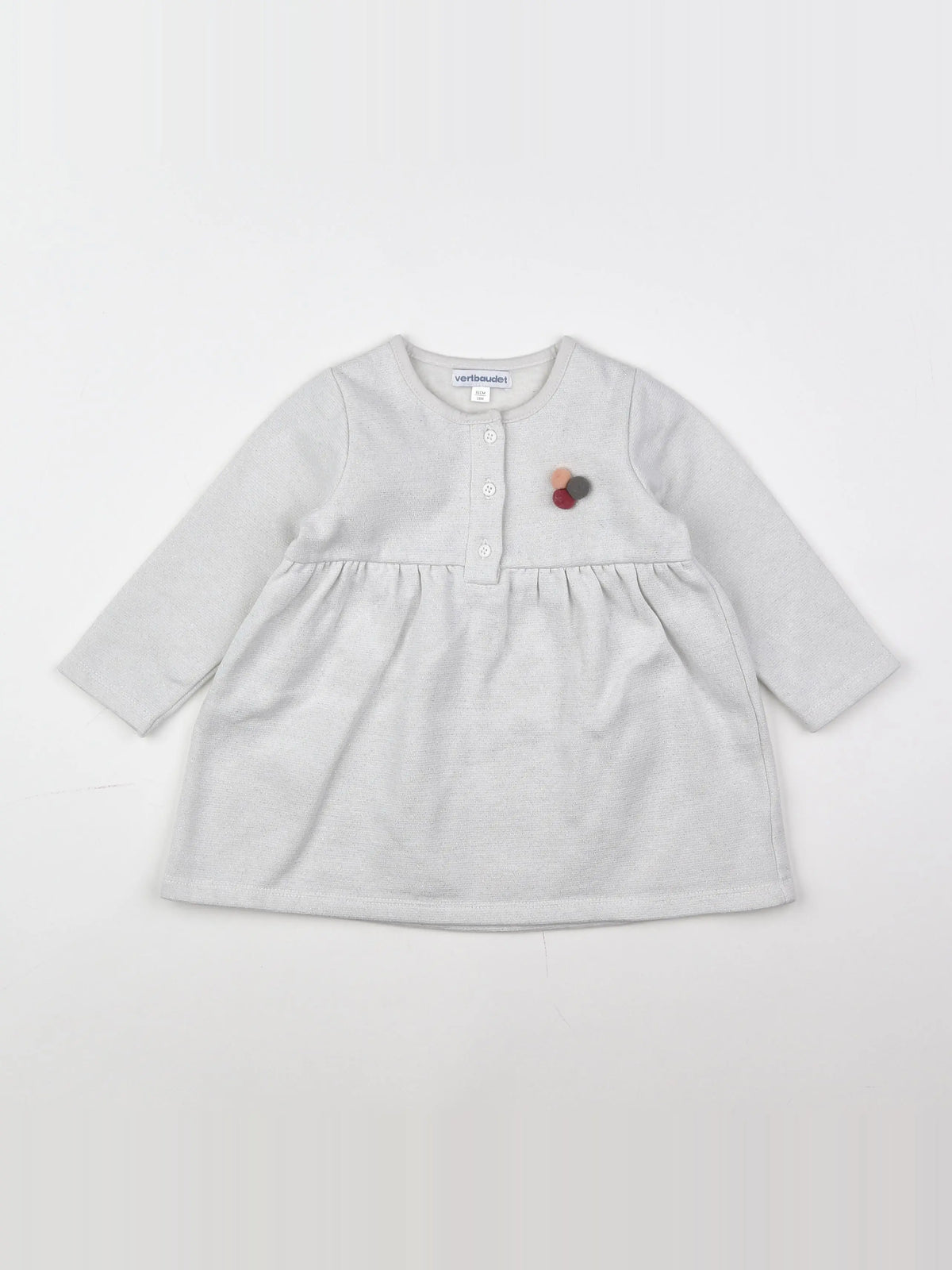 Vertbaudet - robe blanc, argent - 18 mois