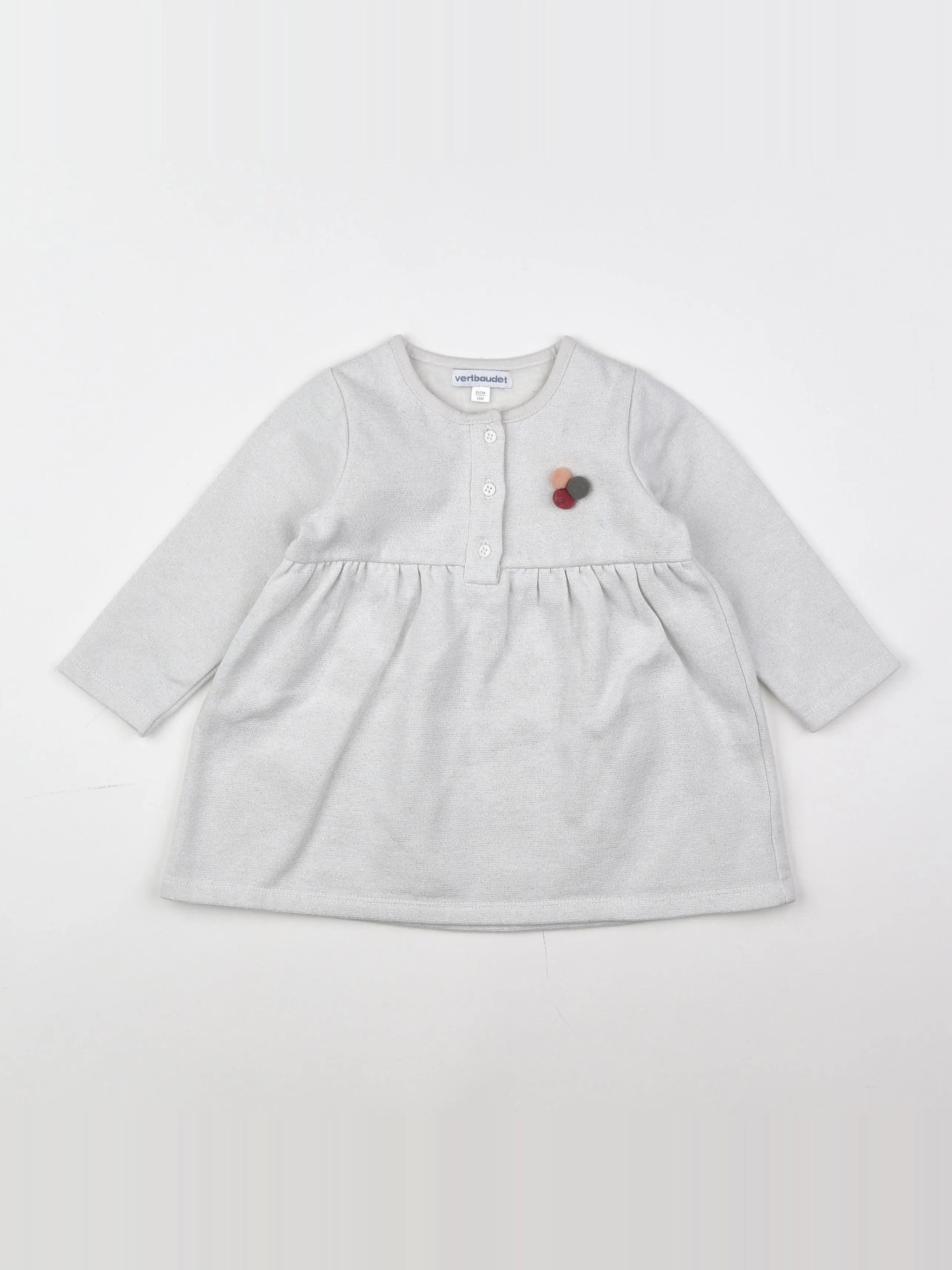 Vertbaudet - robe blanc, argent - 18 mois