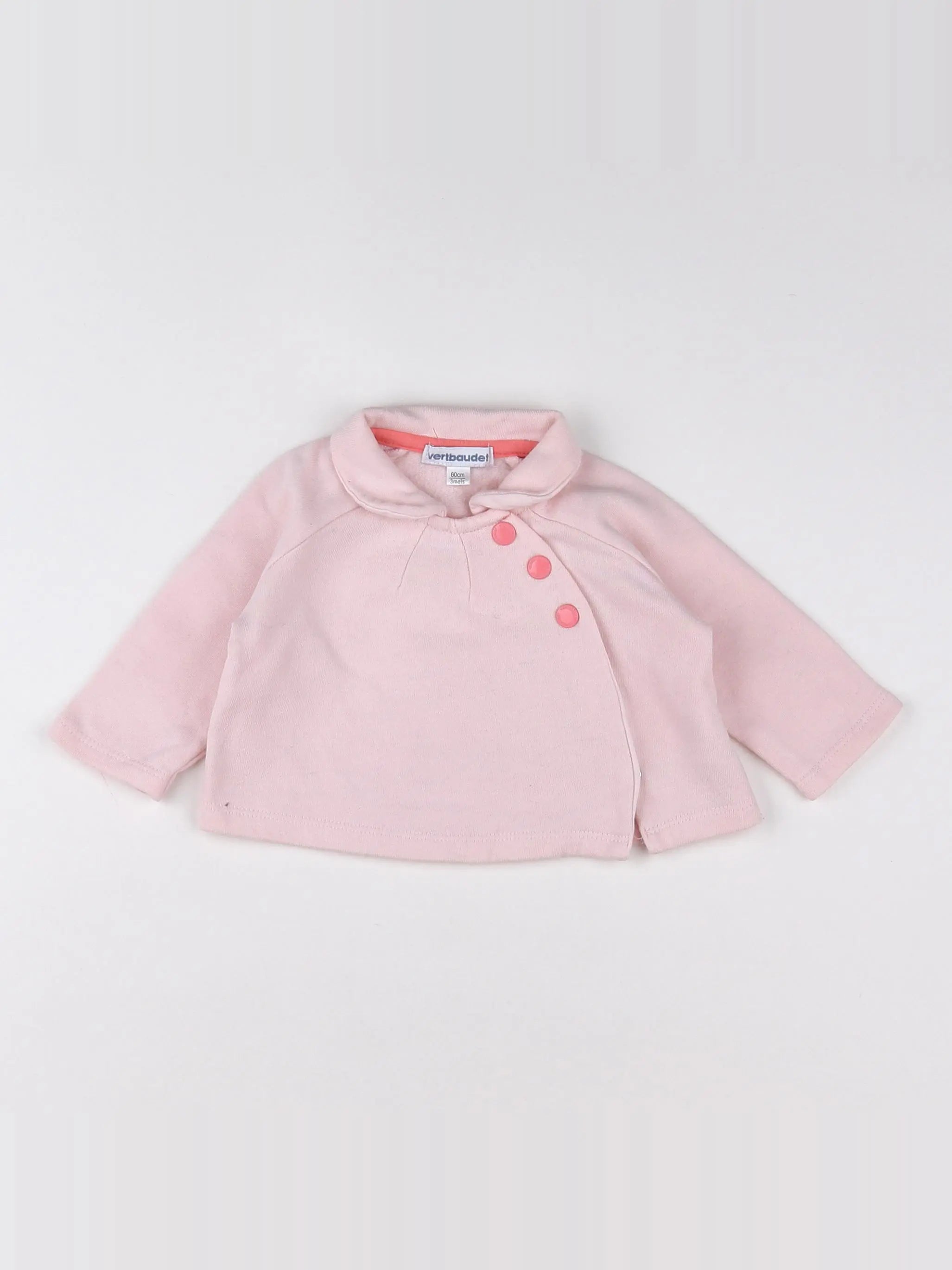 Vertbaudet - sweat rose - 3 mois