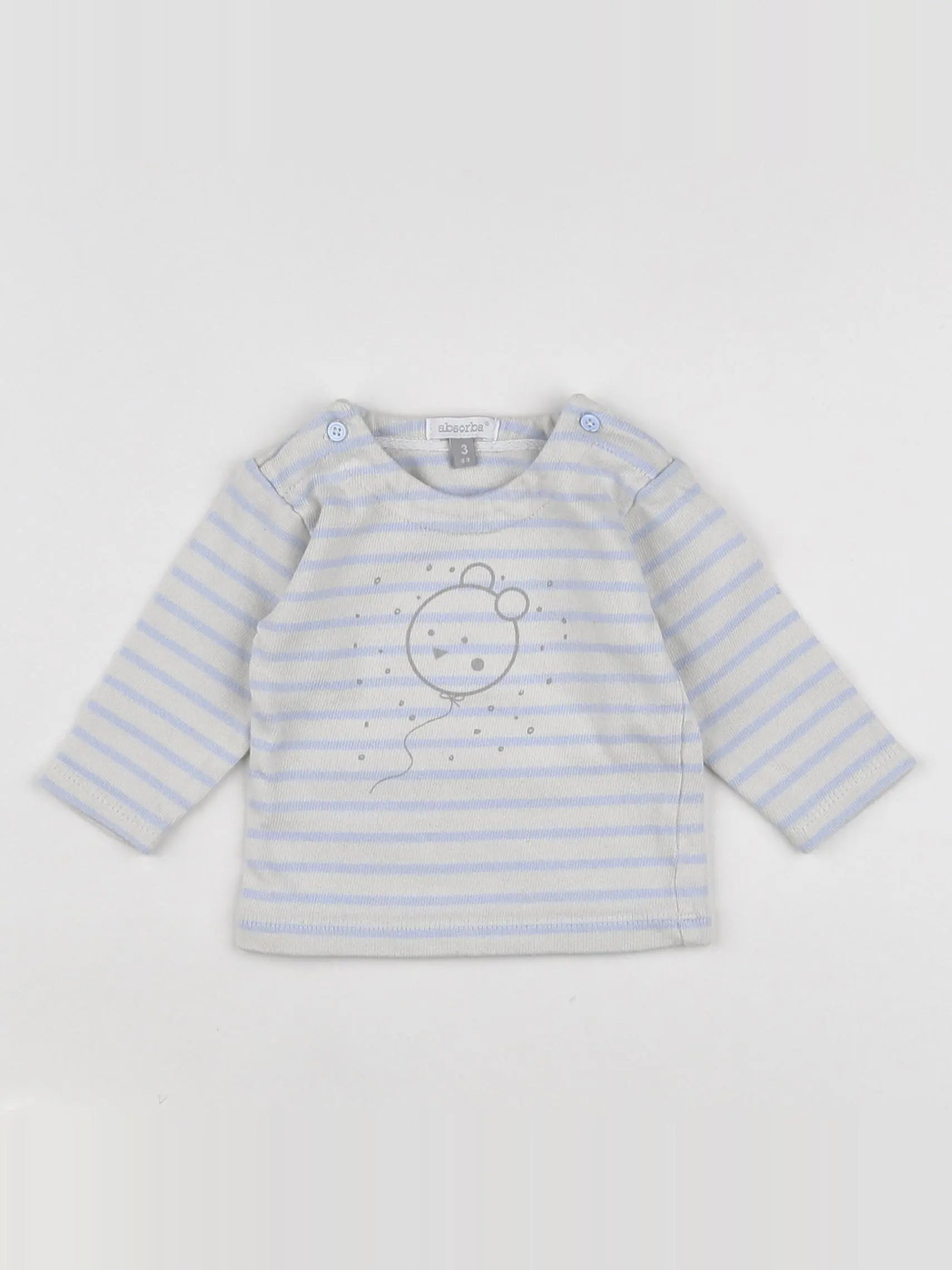 Absorba - tee-shirt blanc, bleu - 3 mois