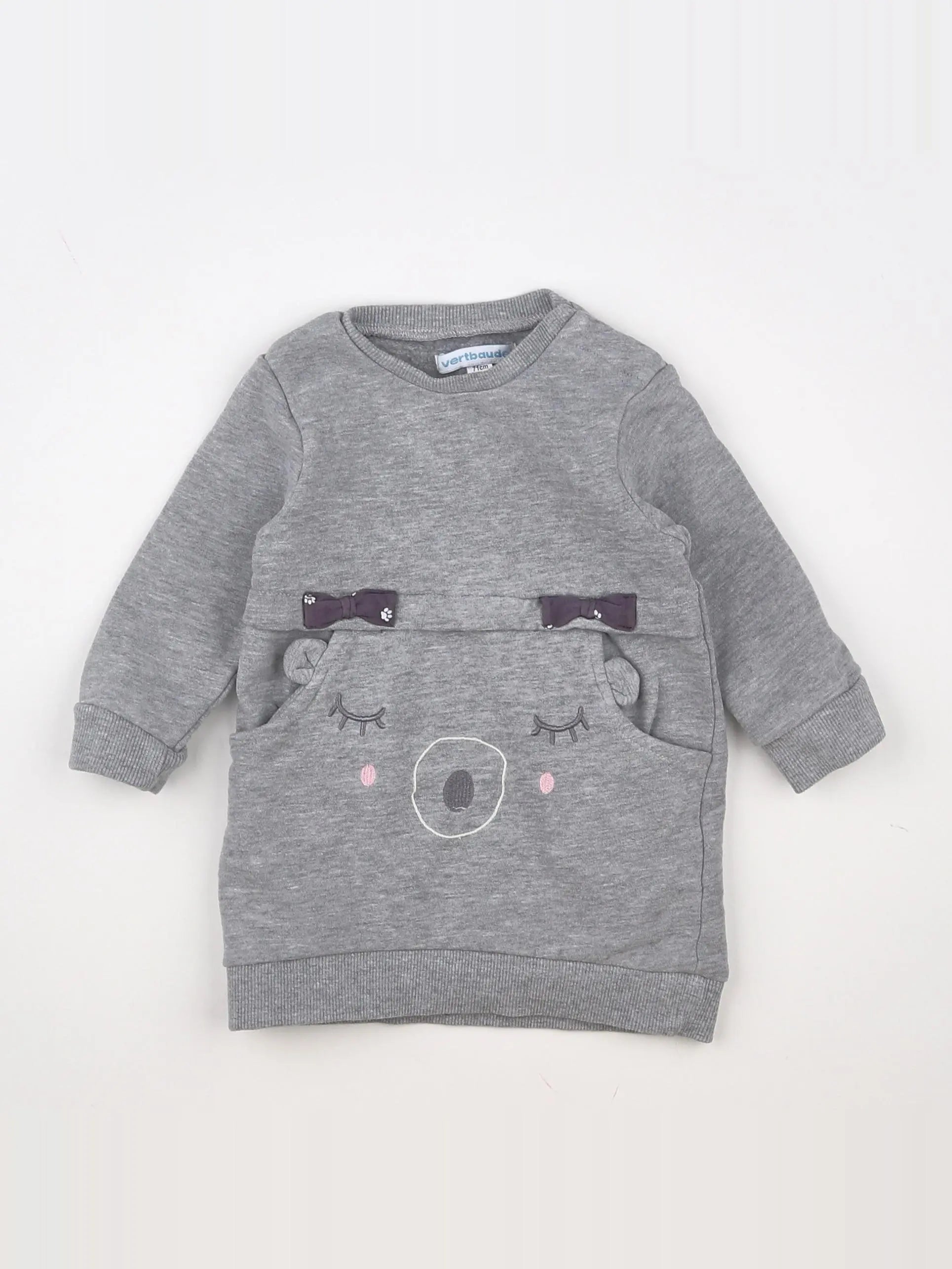 Vertbaudet - robe velours gris - 9 mois