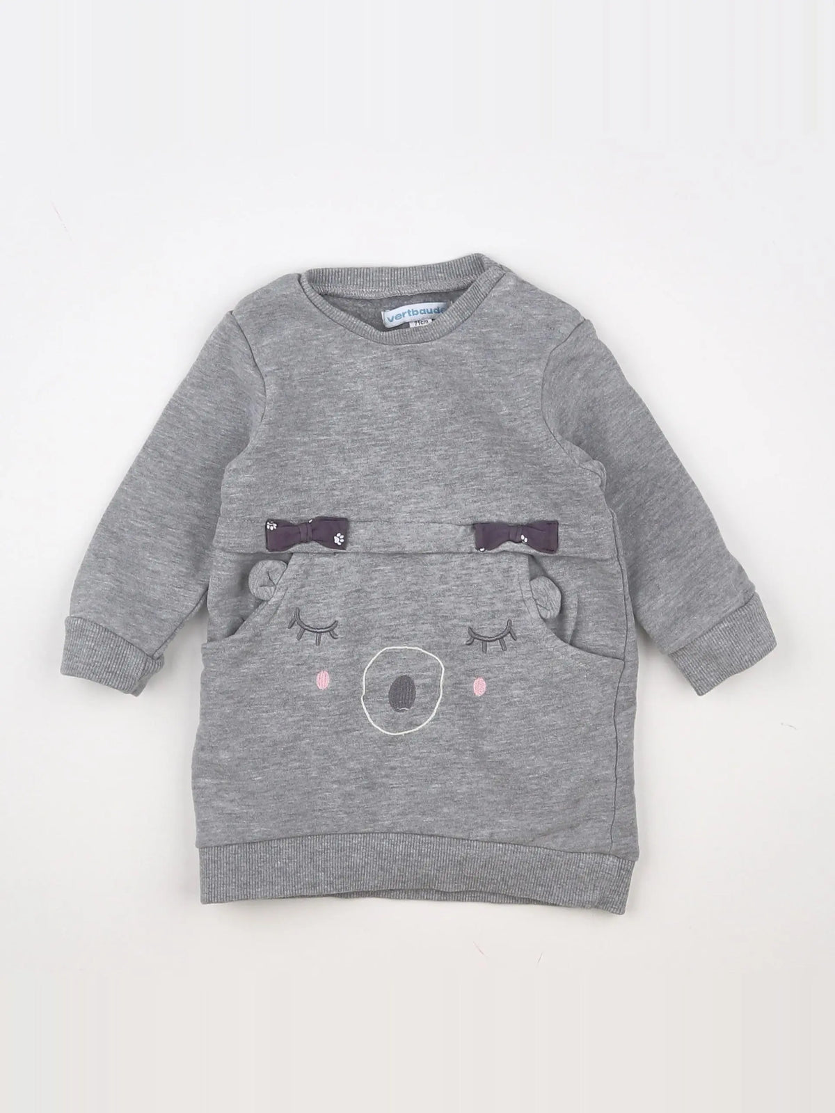 Vertbaudet - robe velours gris - 9 mois