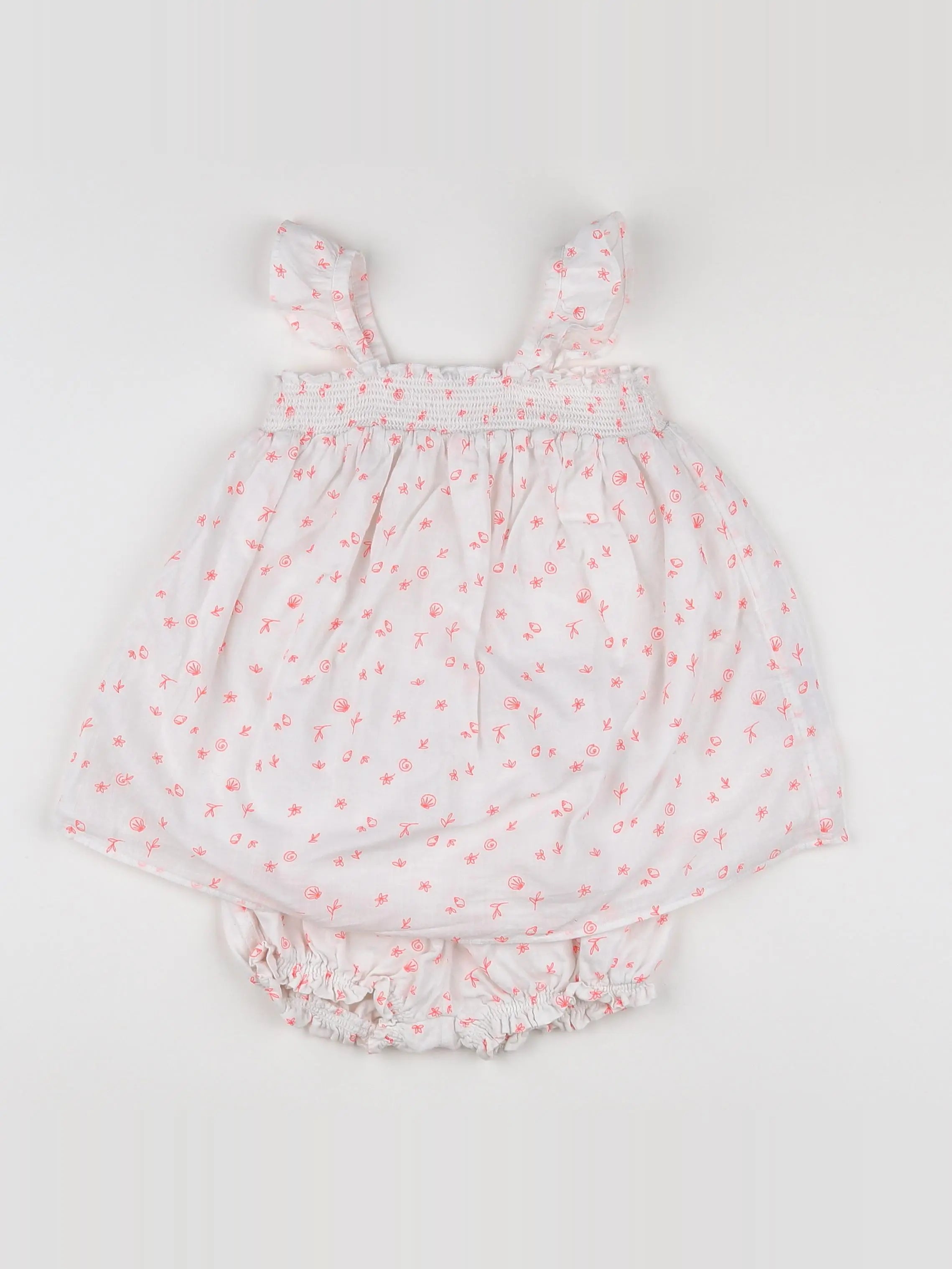 Vertbaudet - robe blanc, rose - 18 mois