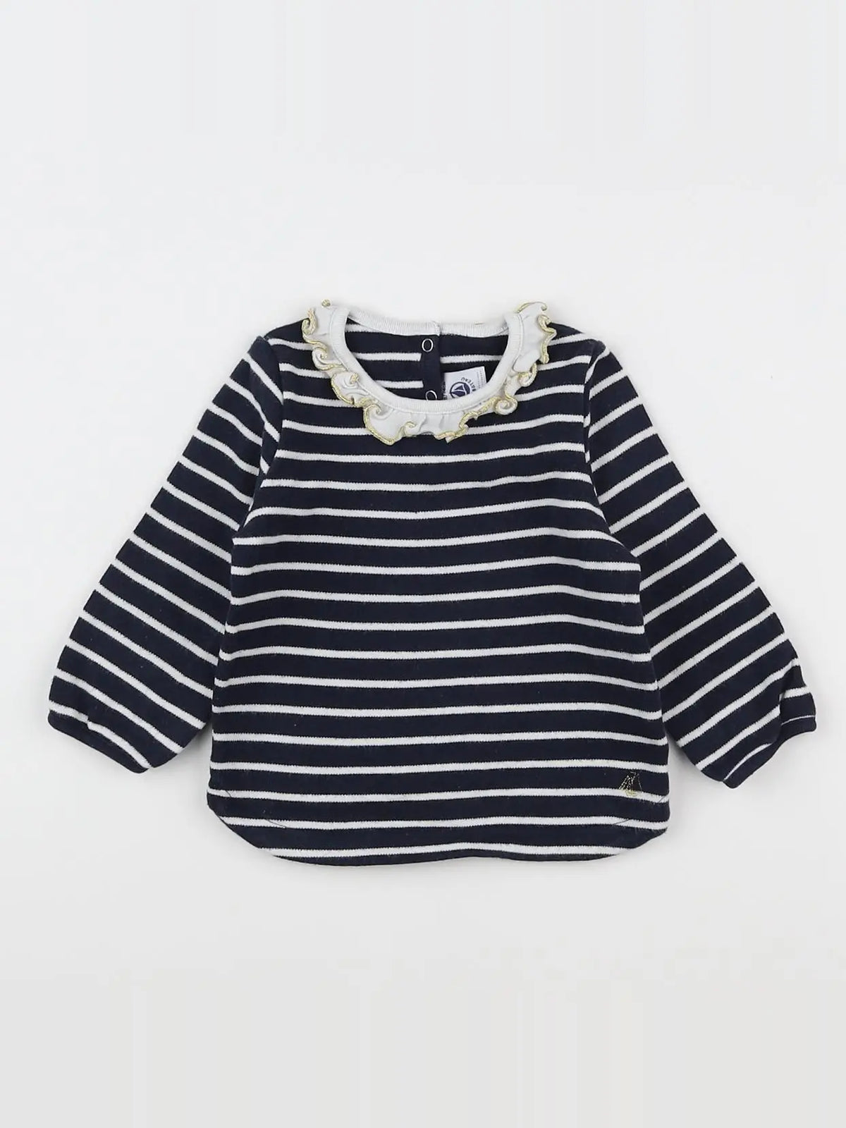 Petit Bateau - tee-shirt blanc, bleu - 12 mois