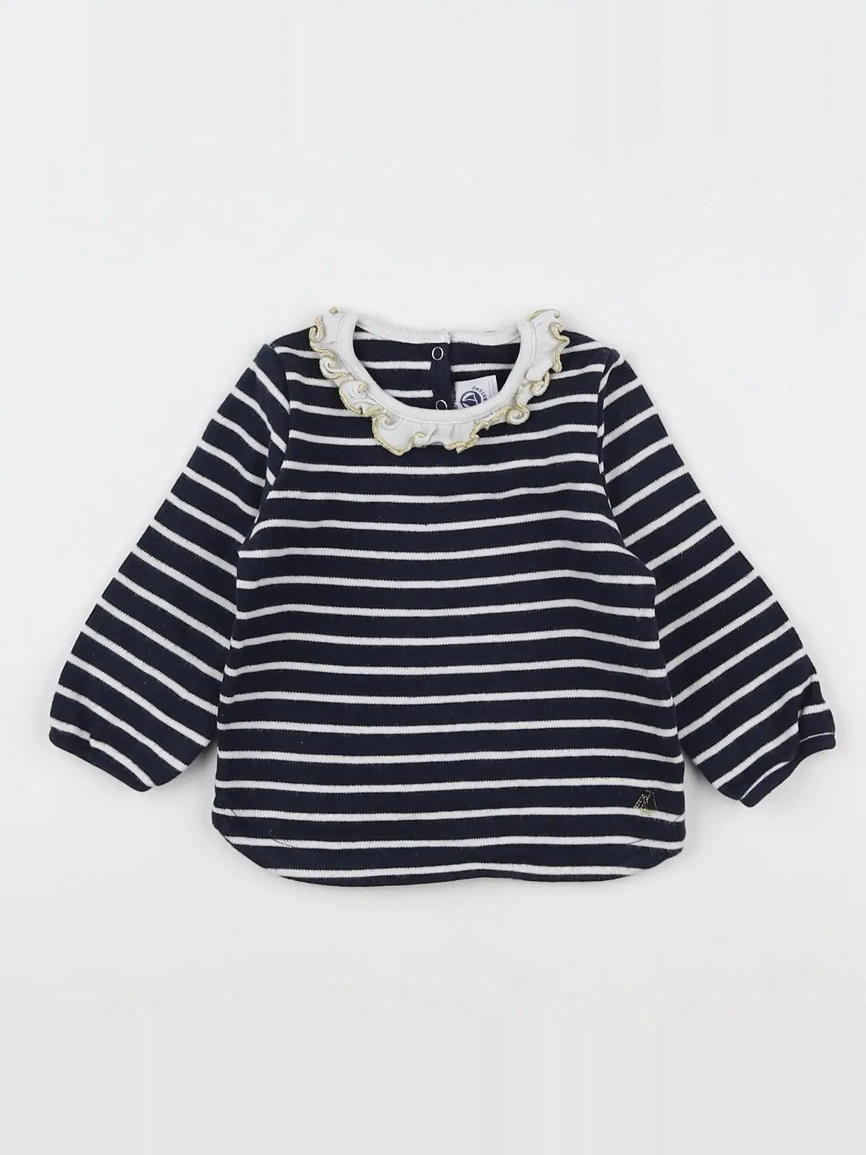 Petit Bateau - tee-shirt blanc, bleu - 12 mois