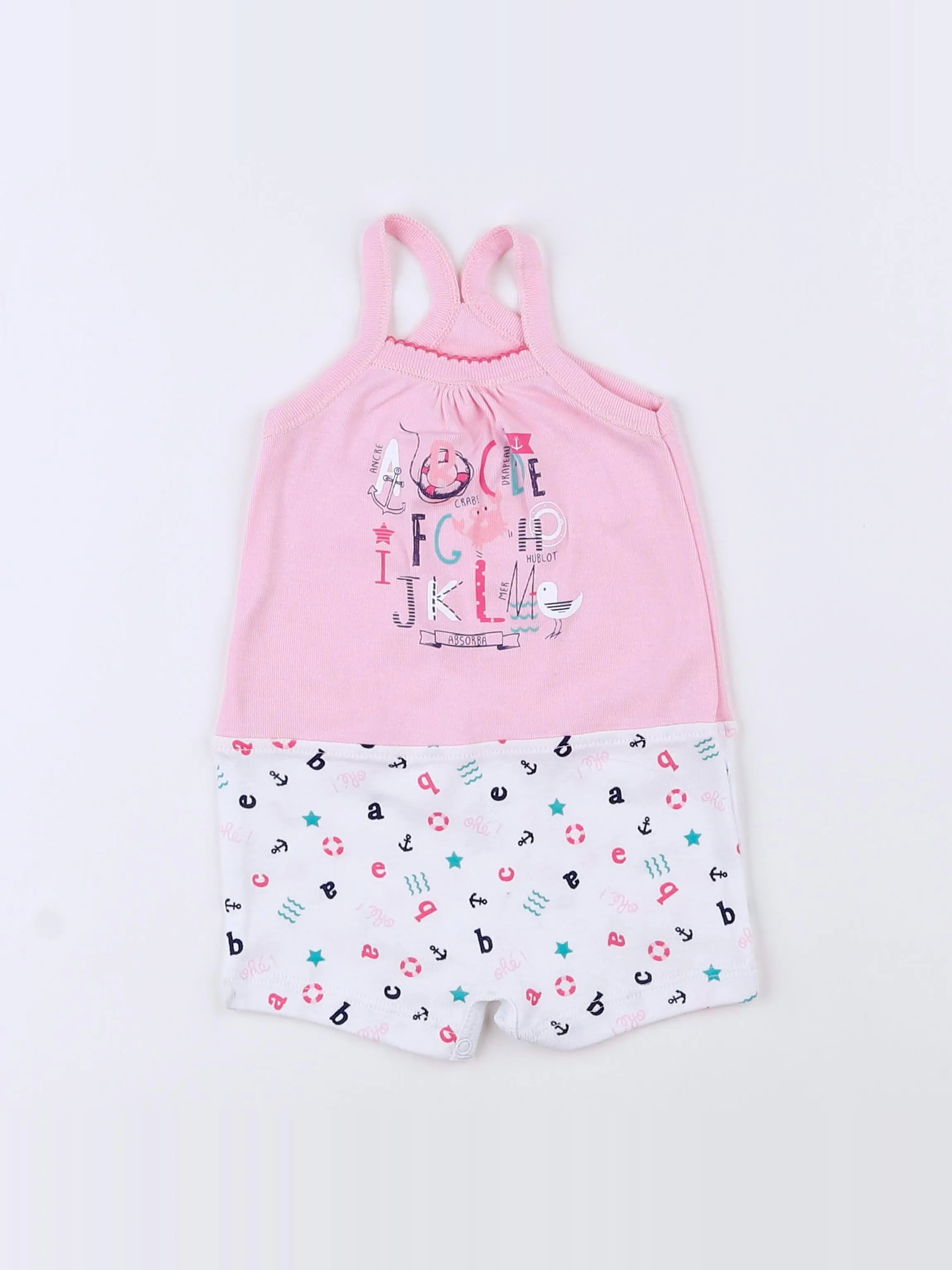 Absorba - combinaison blanc, rose - 6 mois