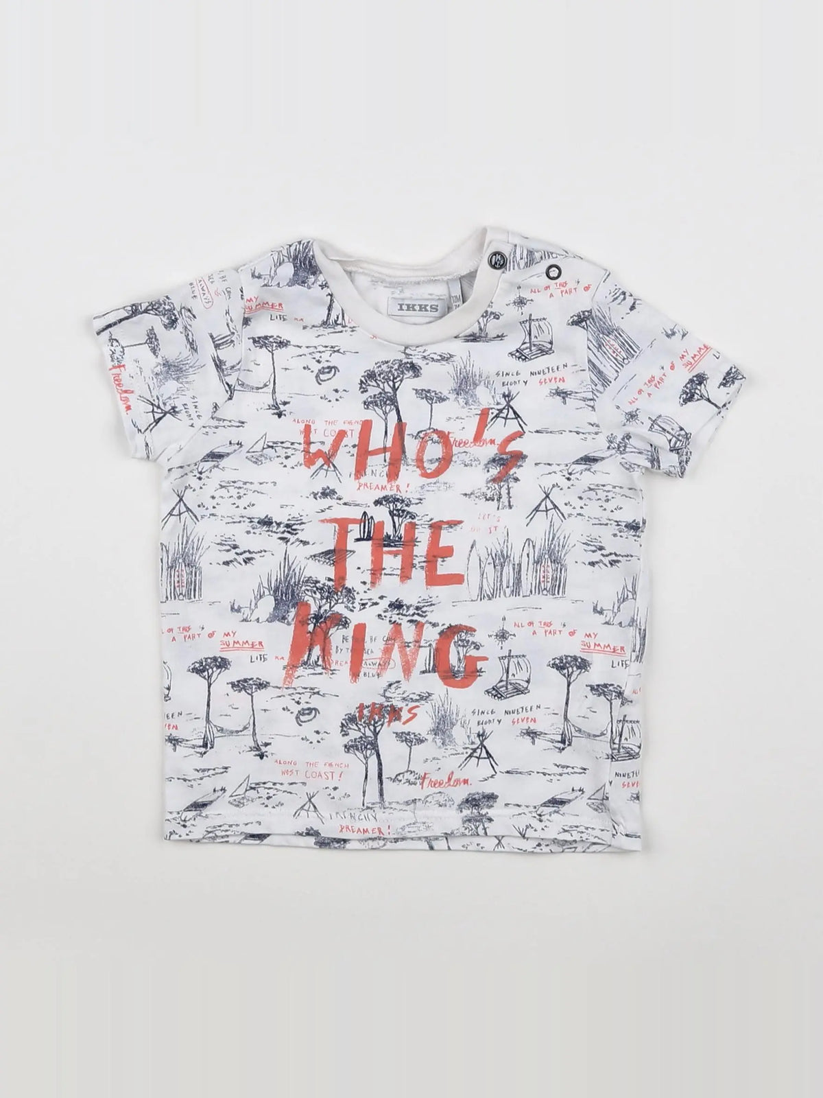 IKKS - tee-shirt orange, blanc, gris - 12 mois