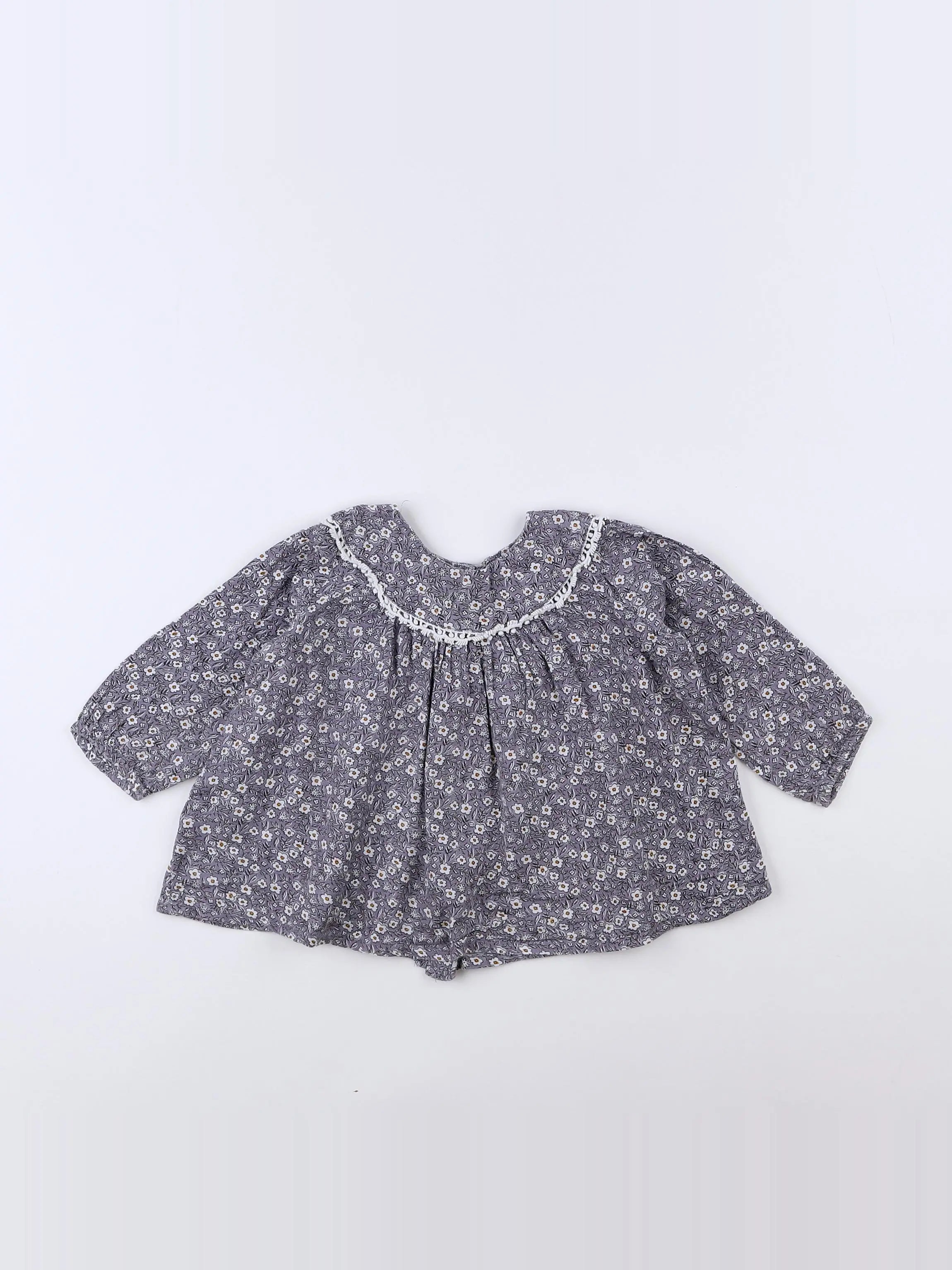 Boutchou - blouse violet, blanc - 12 mois
