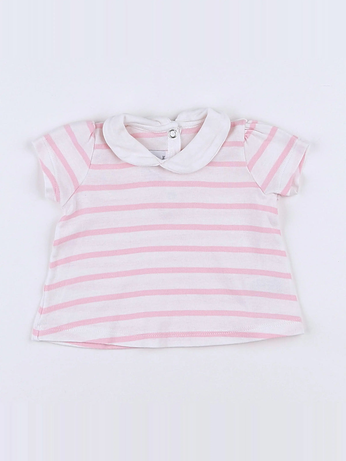 Petit Bateau - tee-shirt blanc, rose - 3 mois