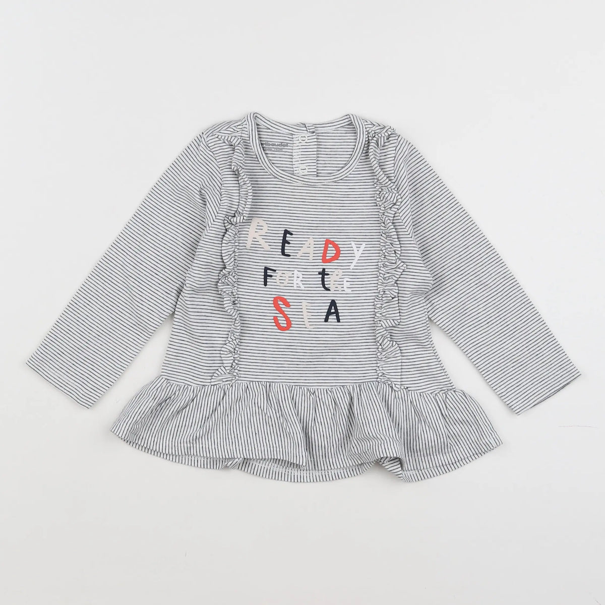 Vertbaudet - tee-shirt bleu, blanc - 12 mois