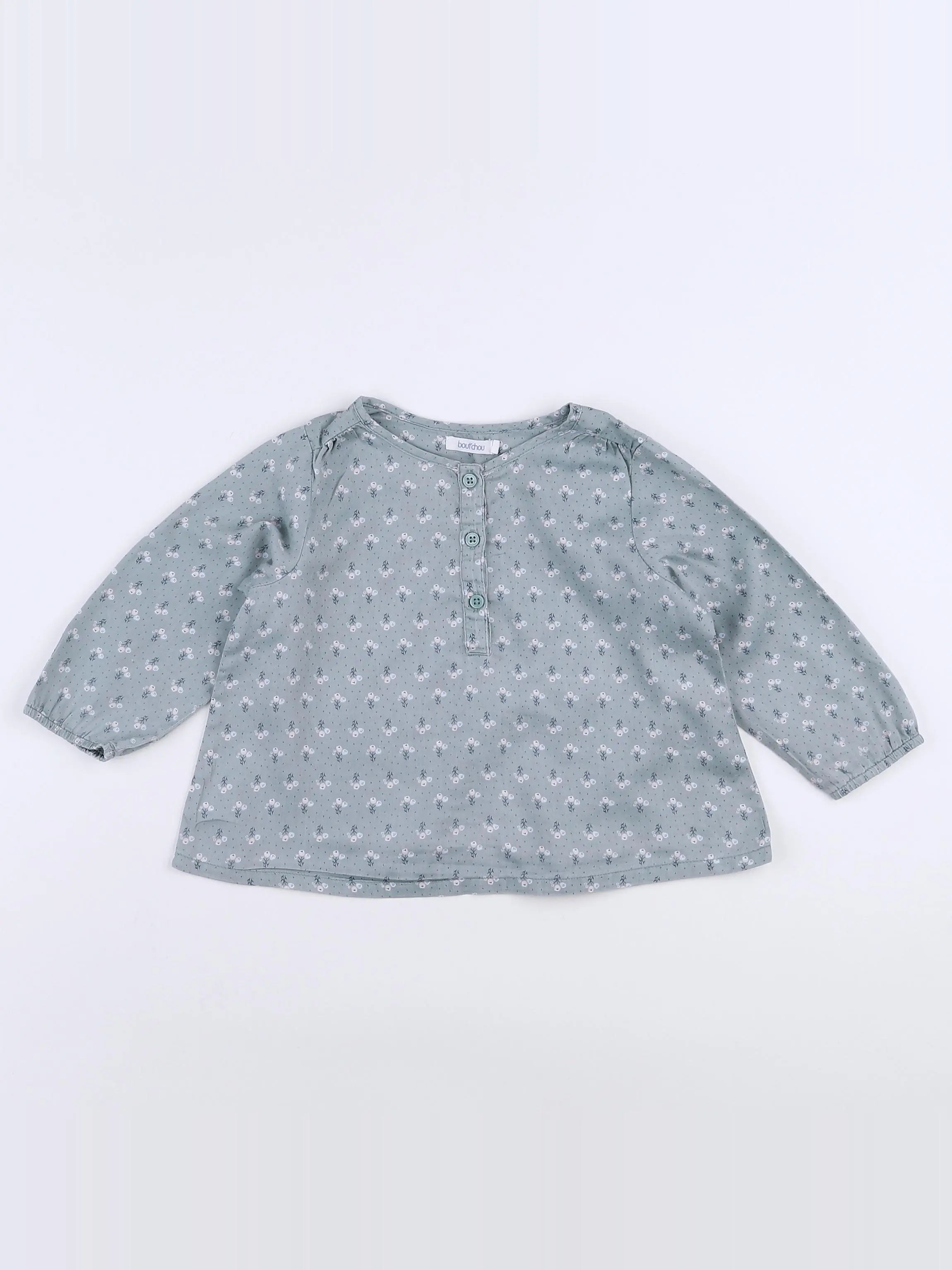 Boutchou - blouse vert - 12 mois