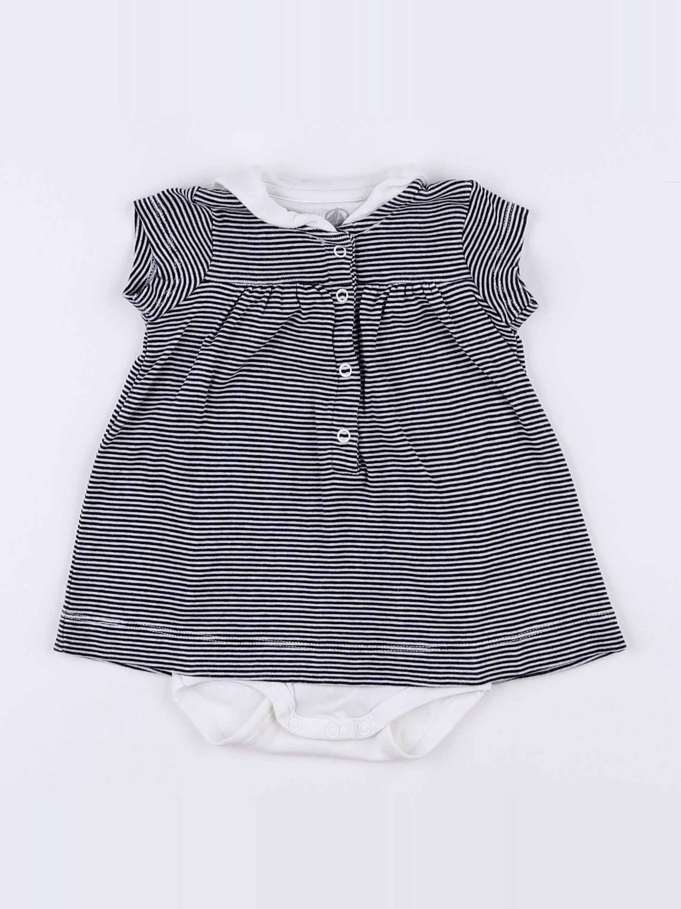 Petit Bateau - body vetement bleu, blanc - 3 mois