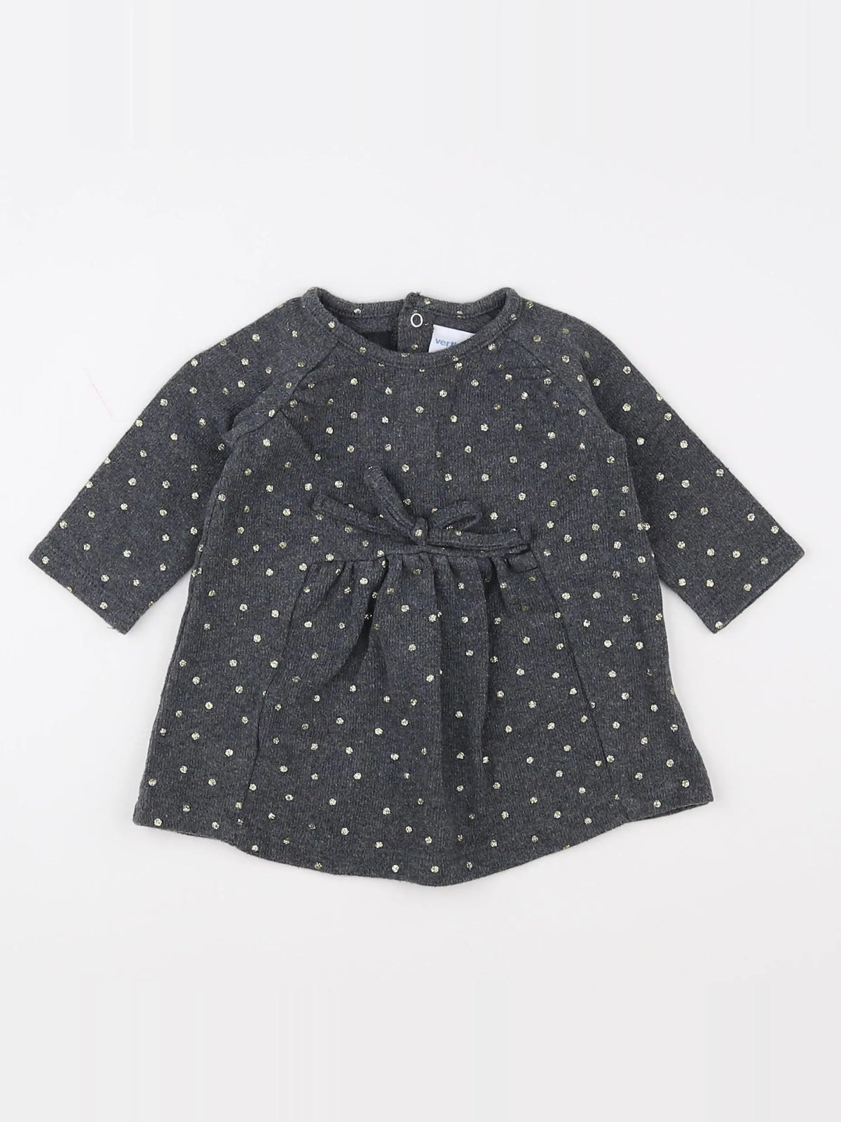 Vertbaudet - robe gris, or - 3 mois