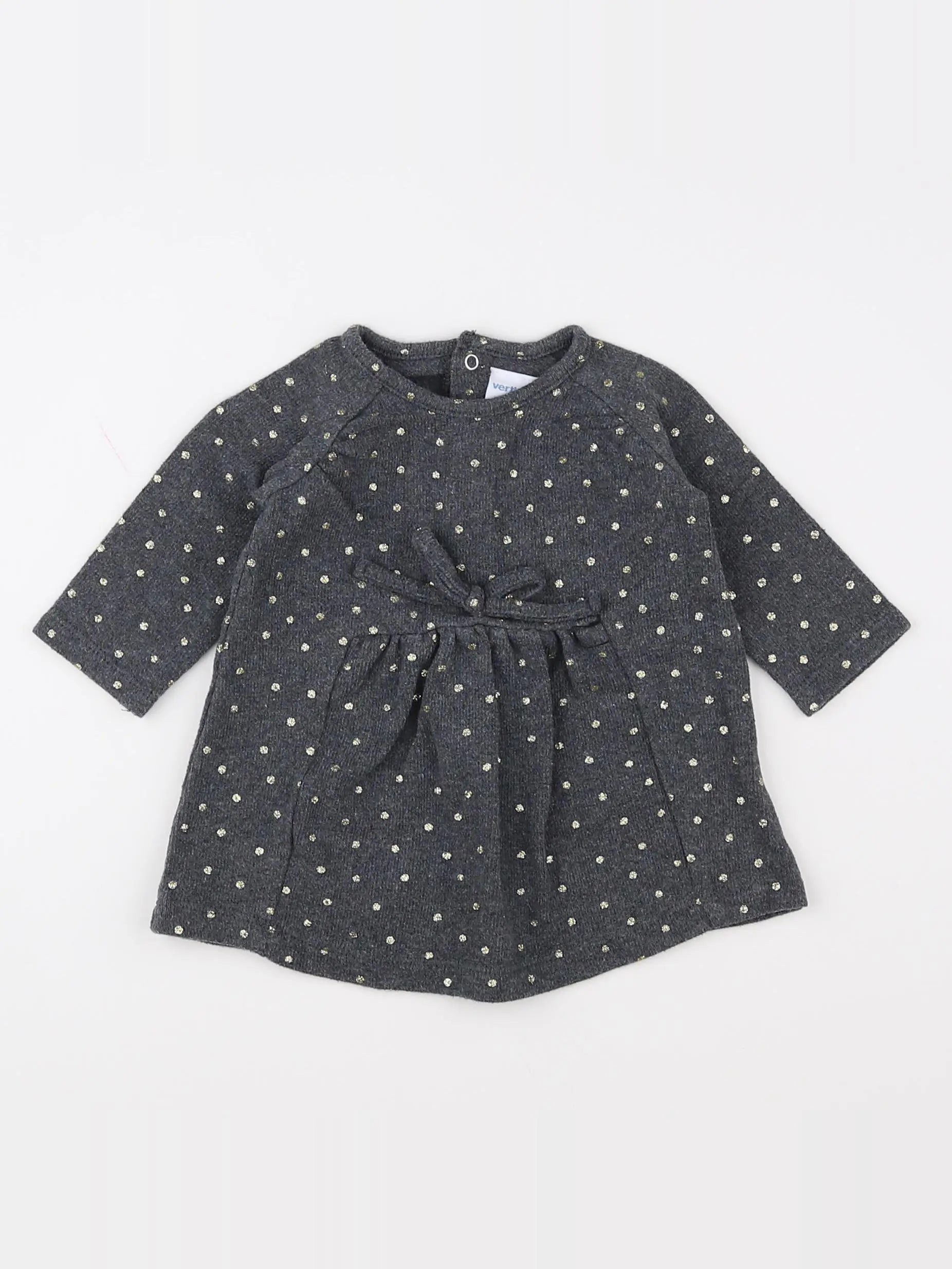 Vertbaudet - robe gris, or - 3 mois