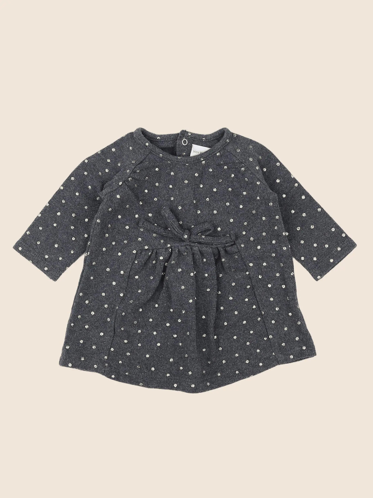 Vertbaudet - robe gris, or - 3 mois