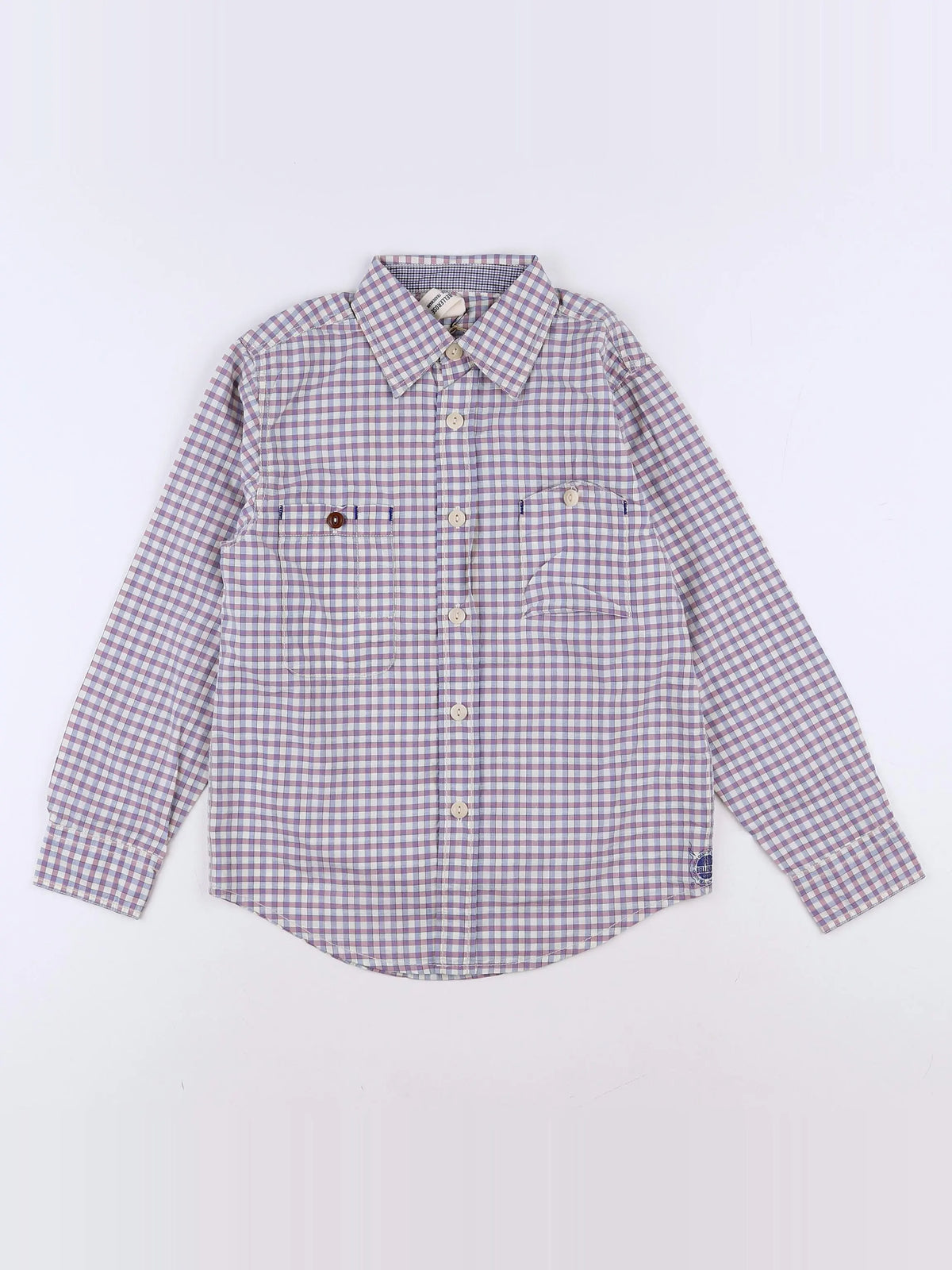 Bellerose - chemise bleu, violet, beige (état neuf) - 8 ans