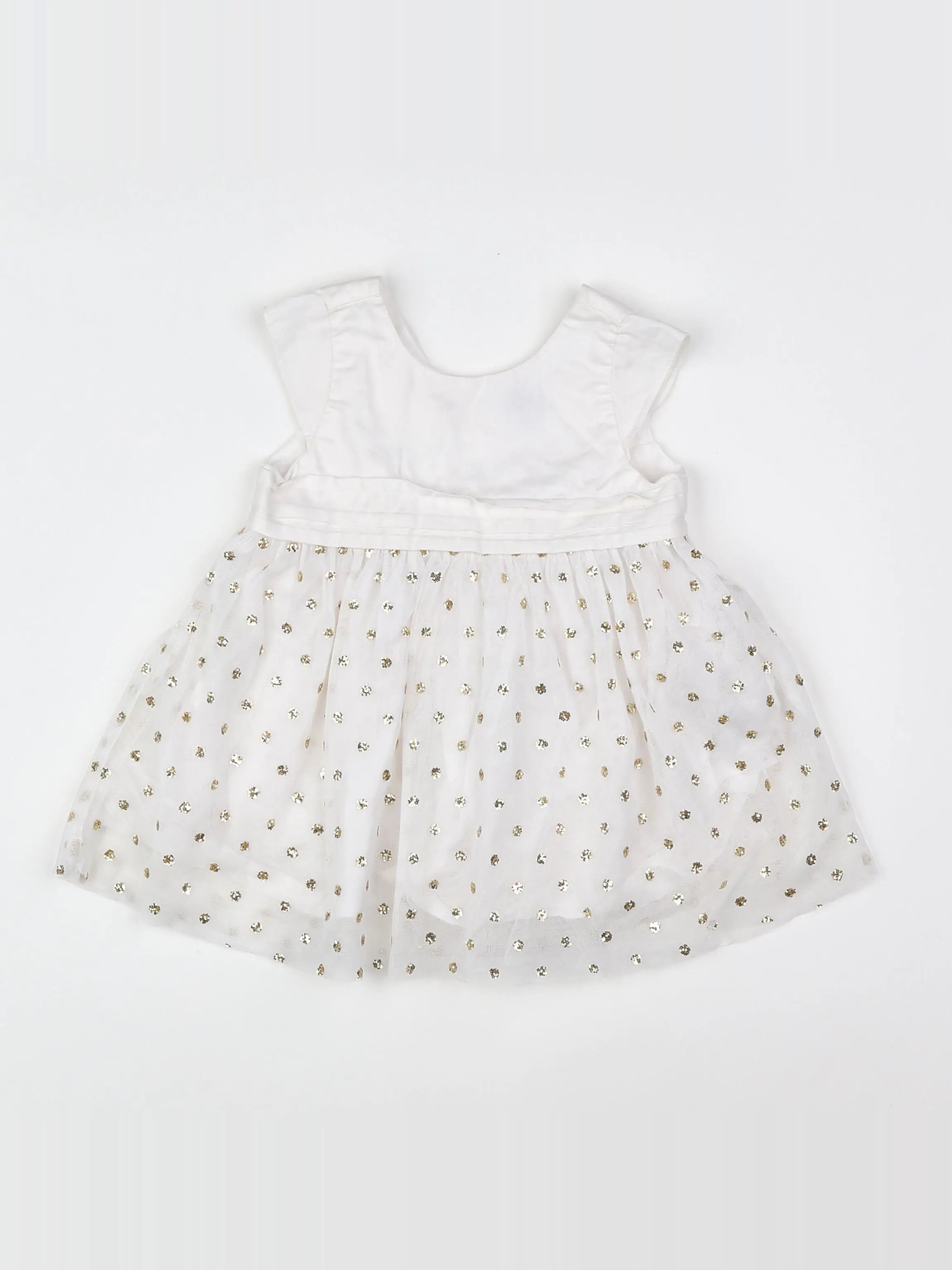 Petit Bateau - robe blanc, or - 6 mois