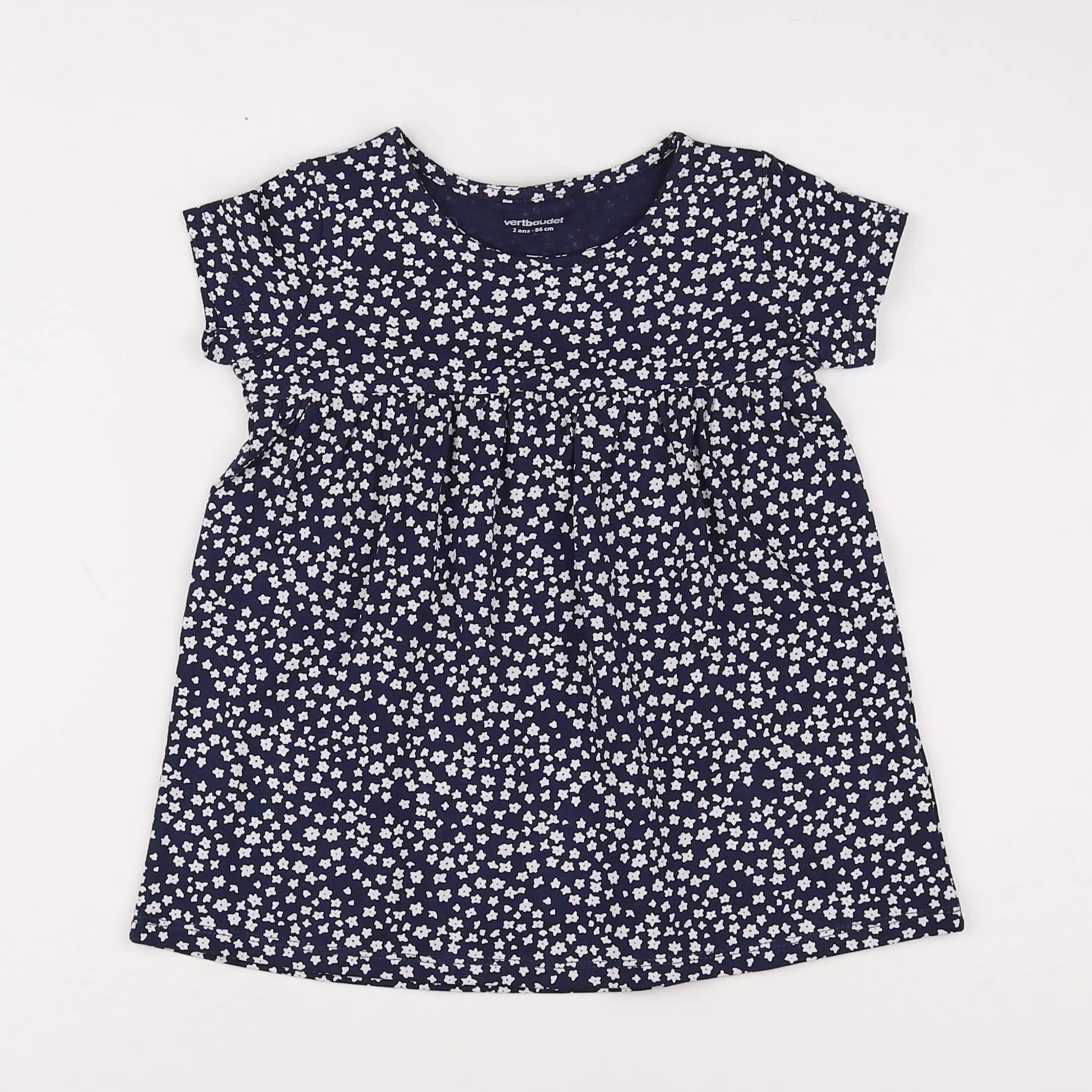 Vertbaudet - robe bleu, blanc - 2 ans