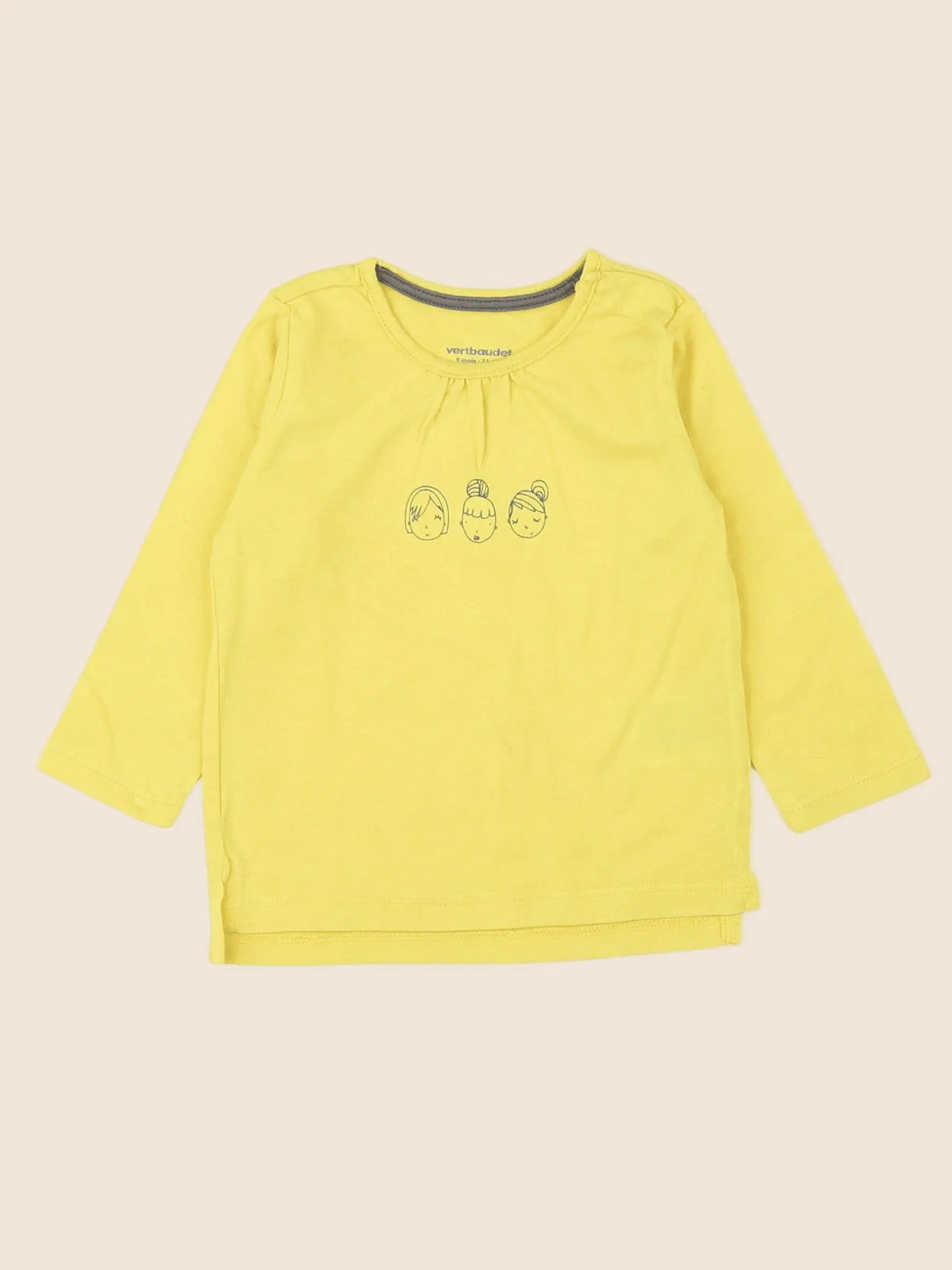Vertbaudet - tee-shirt jaune fluo - 9 mois