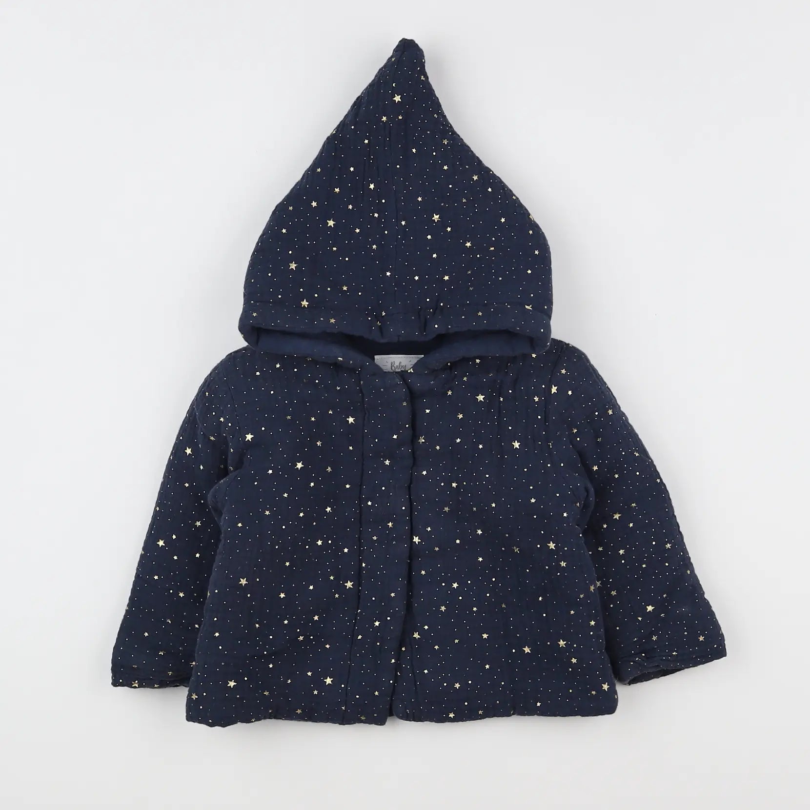 Vertbaudet - veste bleu, or, orange - 9 mois
