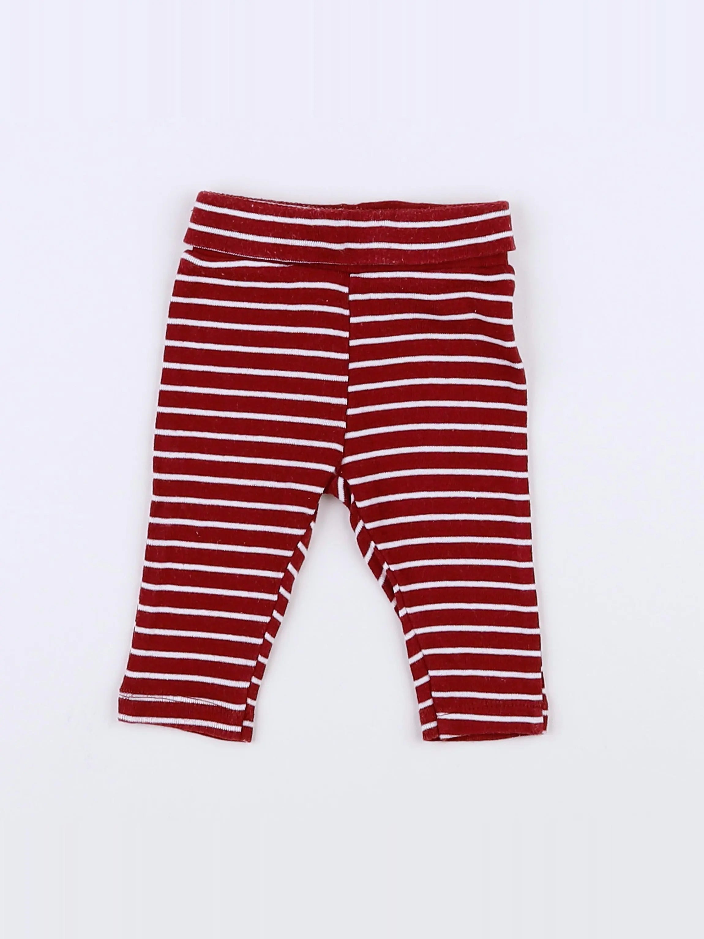Vertbaudet - legging rouge, blanc - 3 mois