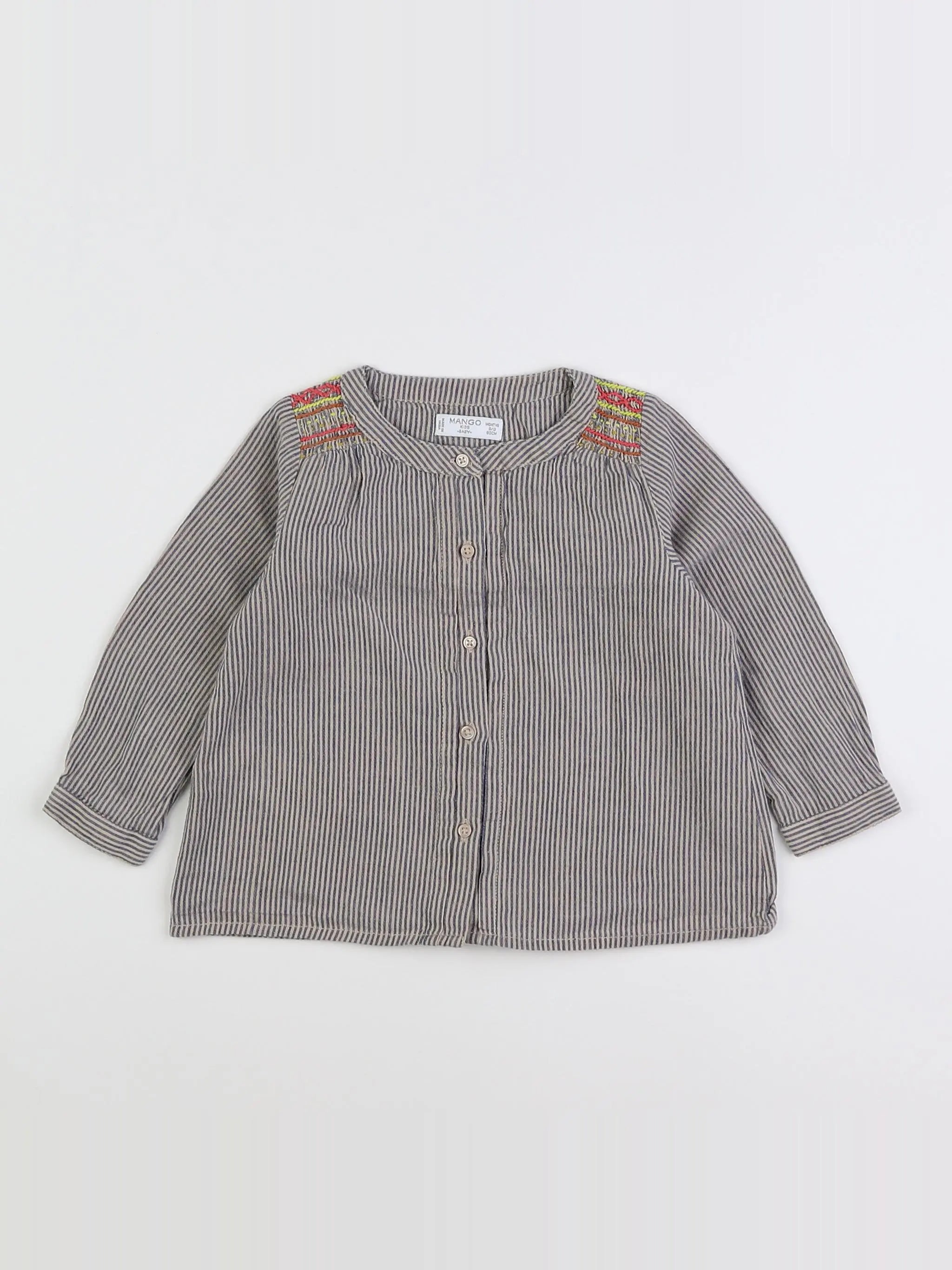 Mango - blouse bleu, gris - 9/12 mois