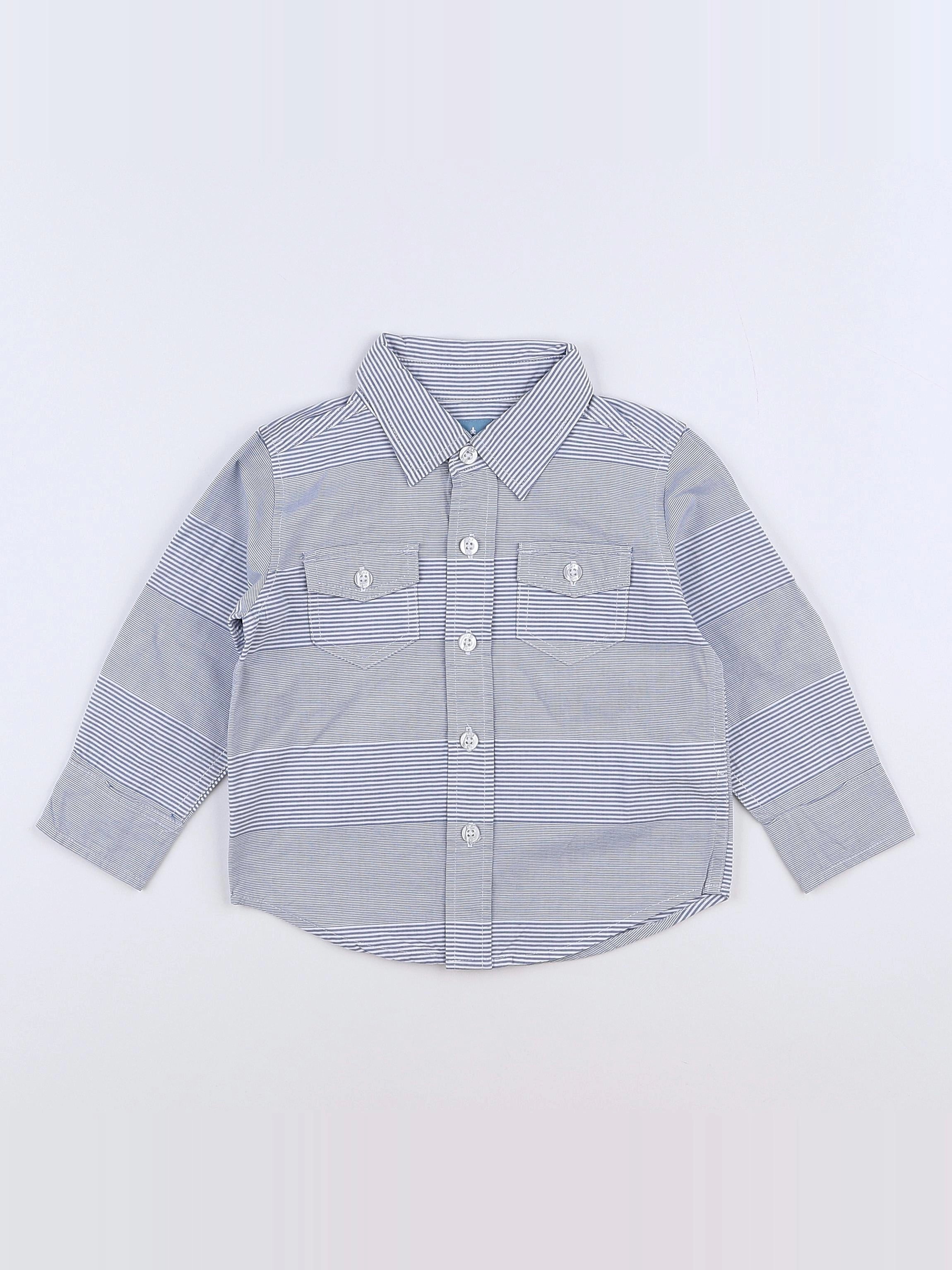 GAP - chemise blanc, bleu - 18 mois à 2 ans