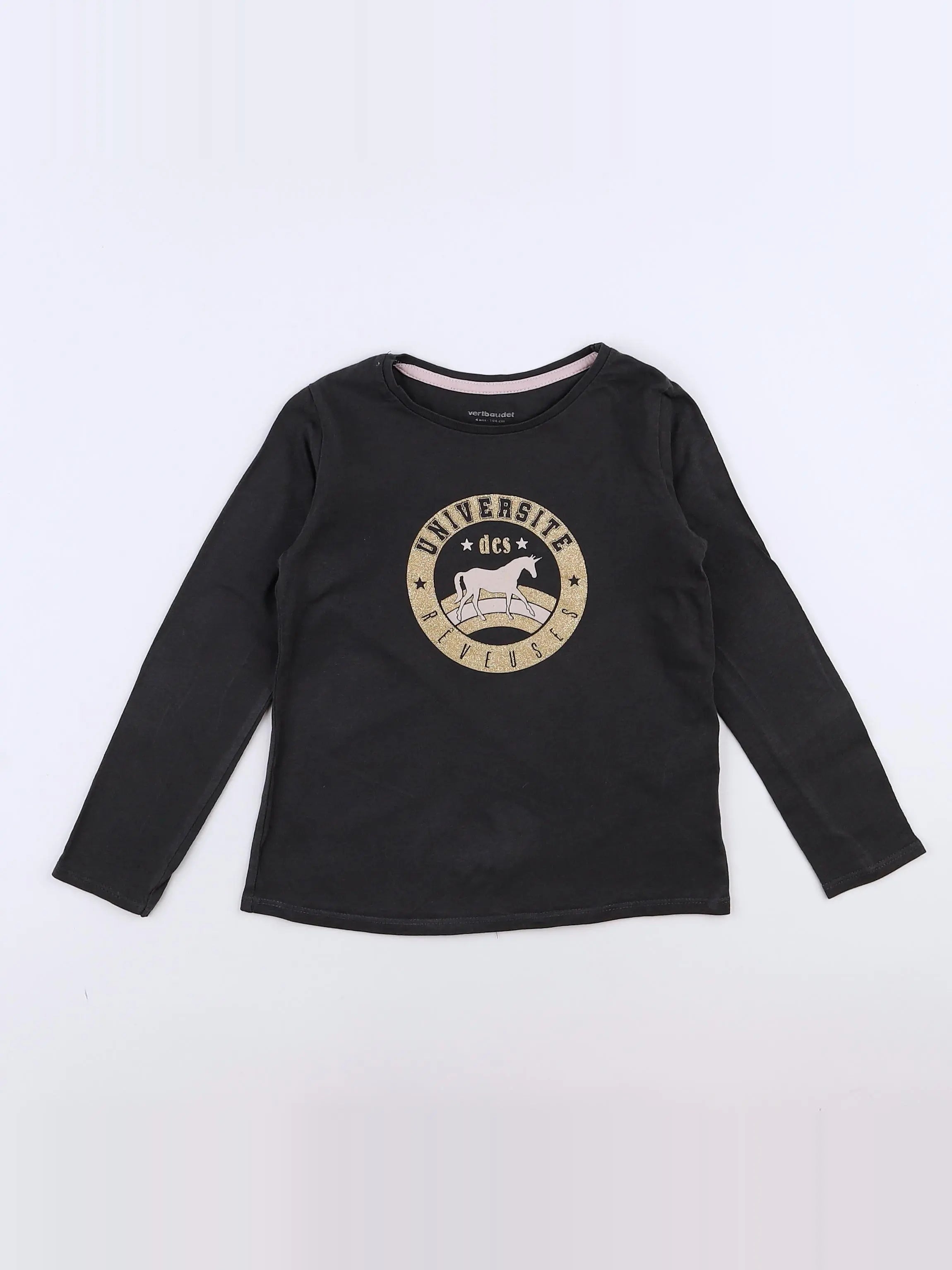 Vertbaudet - tee-shirt gris, or - 4 ans