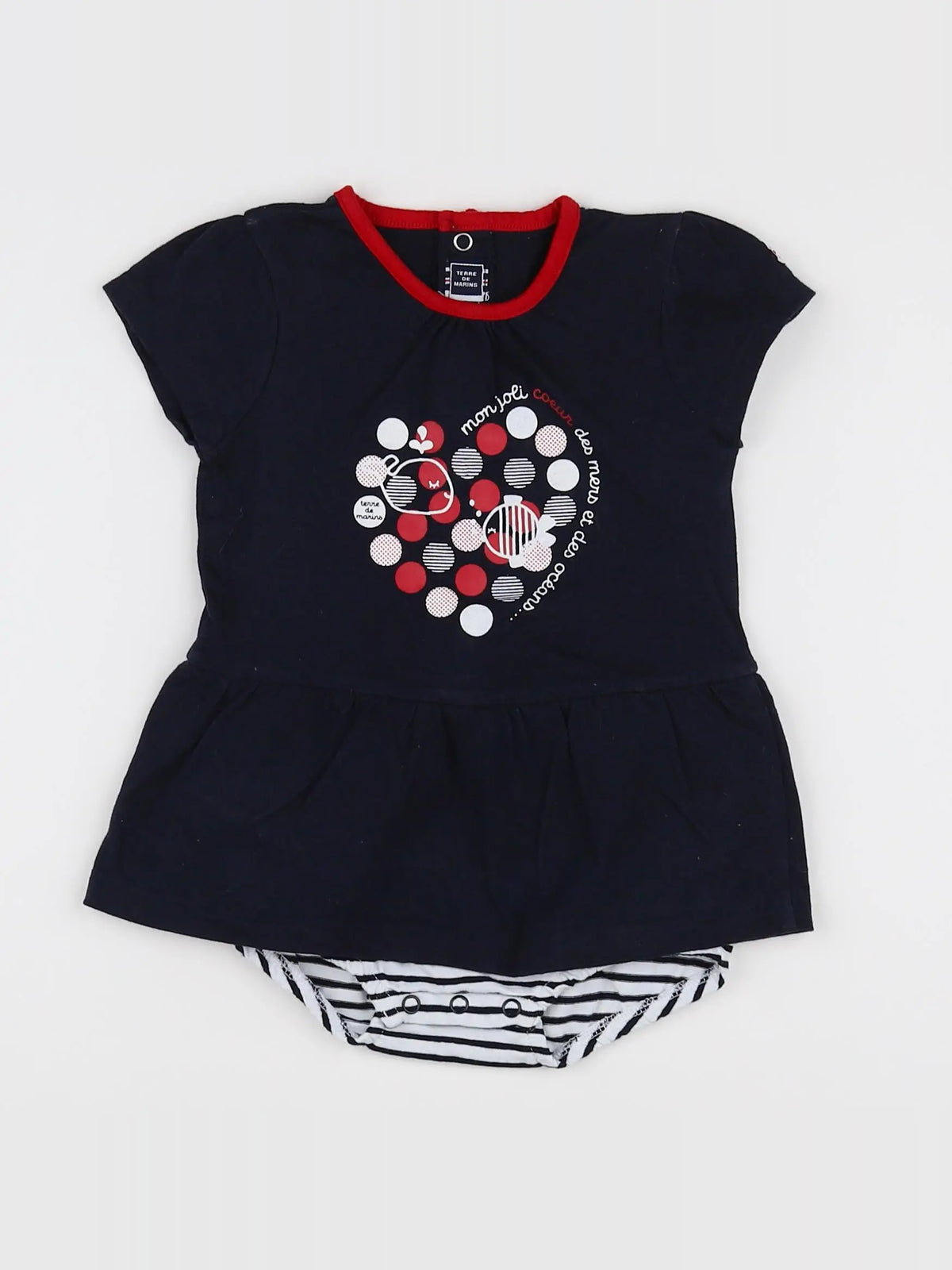 Terre de marins - robe bleu, blanc - 12 mois