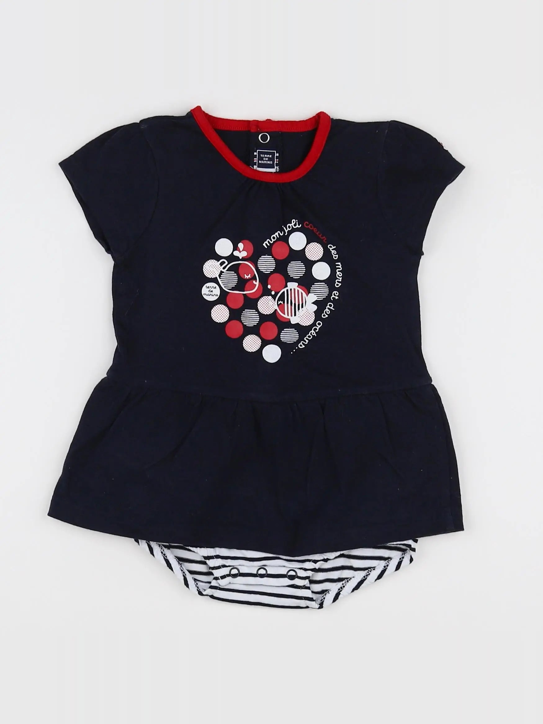 Terre de marins - robe bleu, blanc - 12 mois