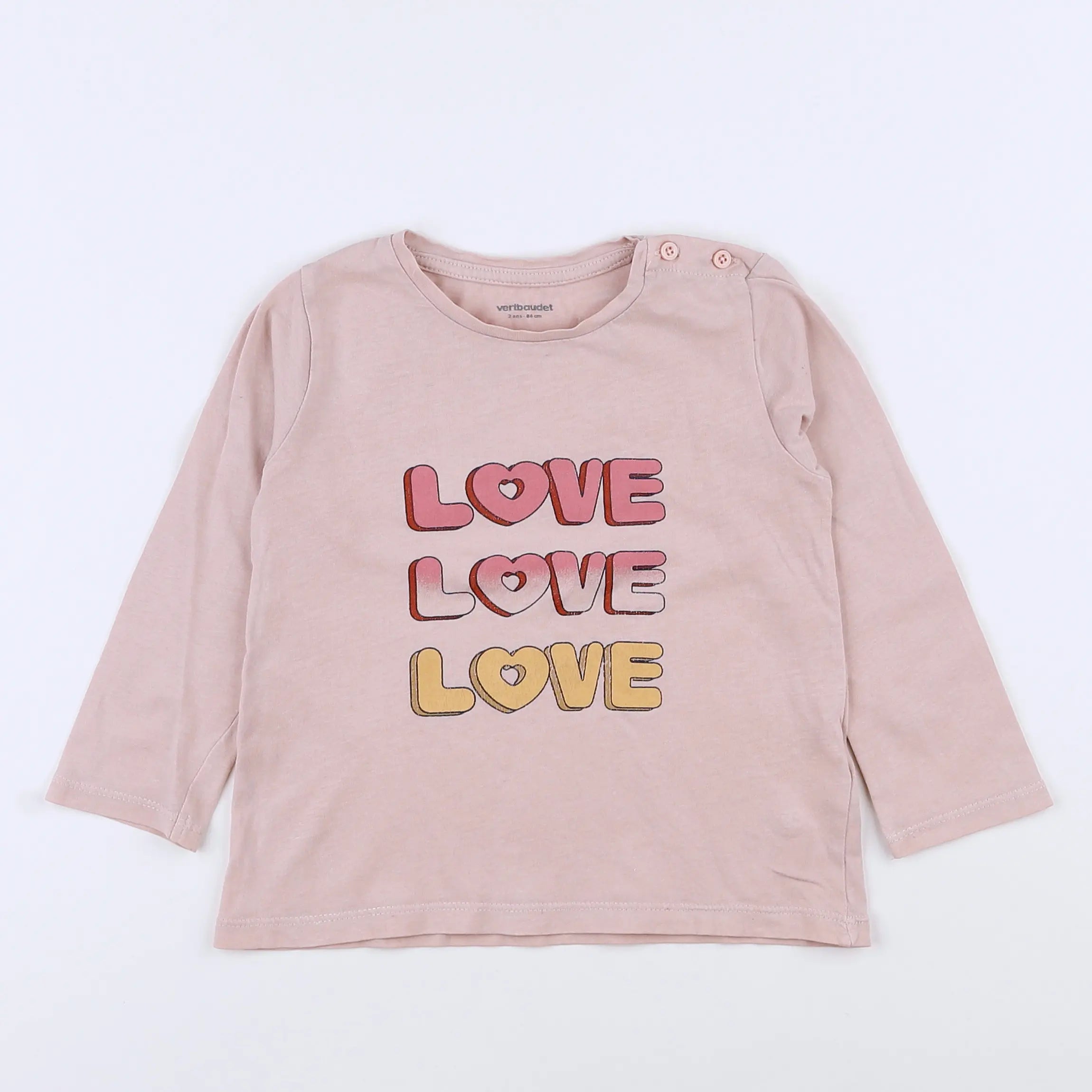 Vertbaudet - tee-shirt rose - 2 ans