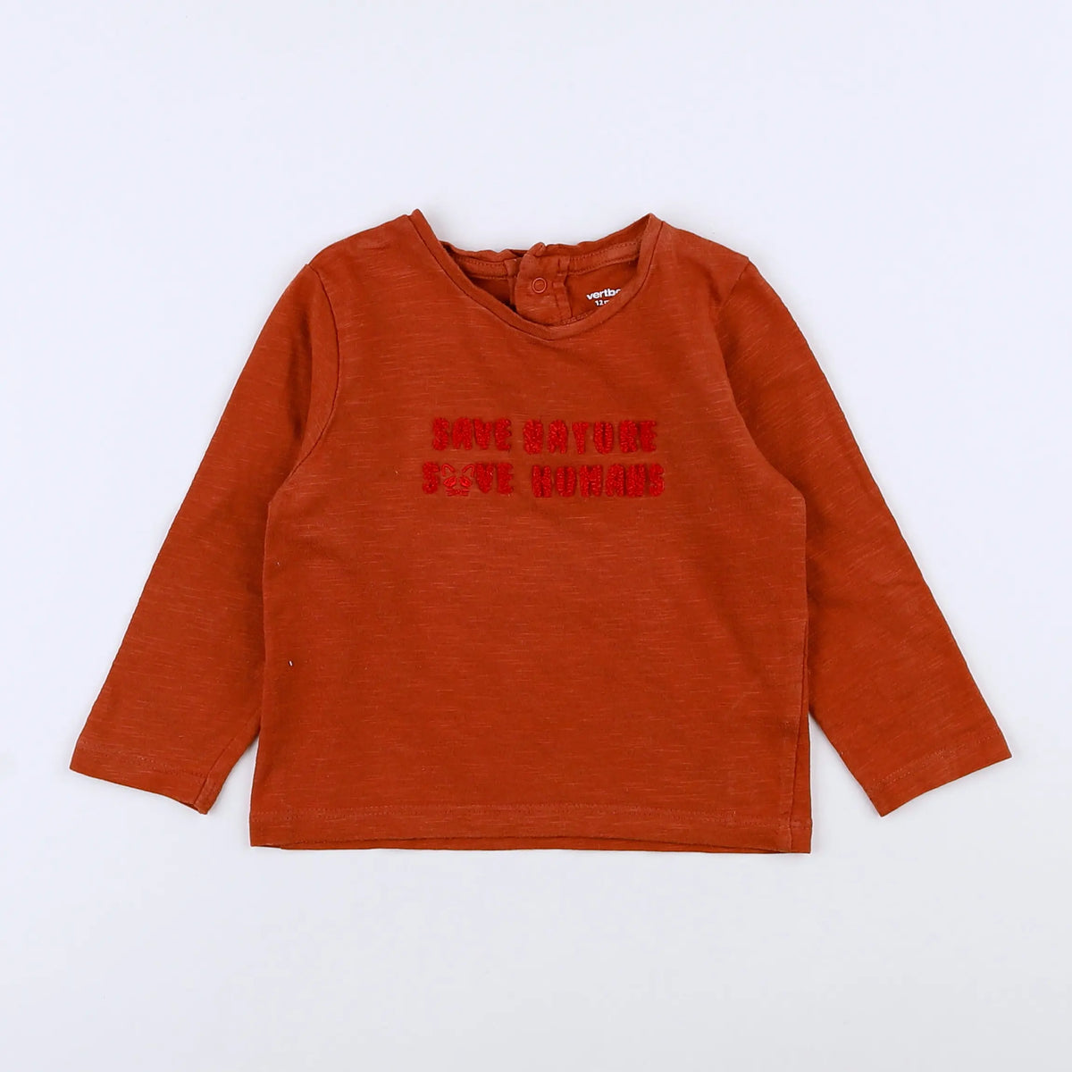 Vertbaudet - tee-shirt marron - 12 mois