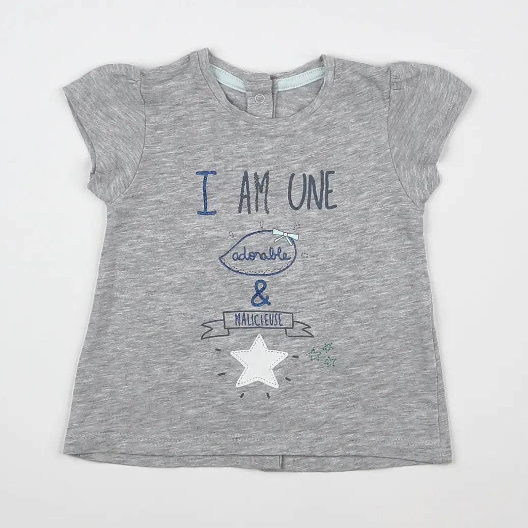 Vertbaudet - tee-shirt gris - 6 mois