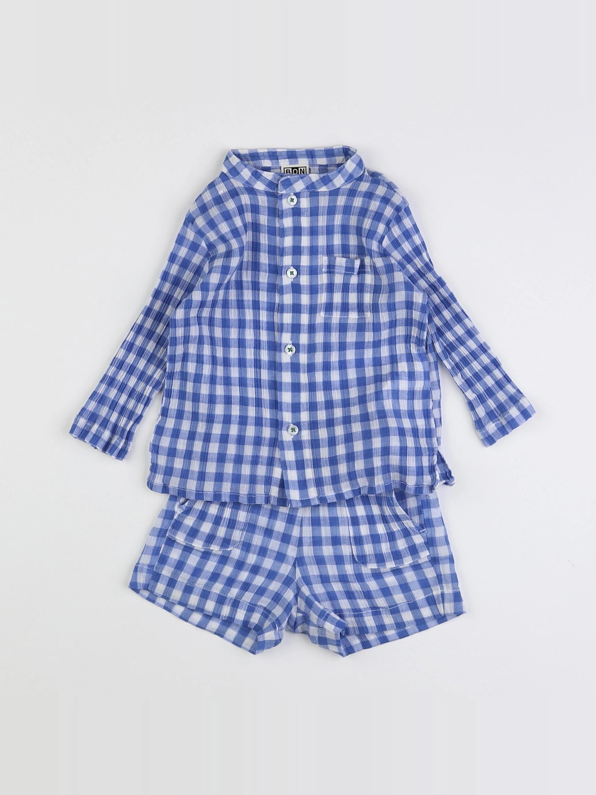 Bonton - pyjama coton bleu - 6 mois
