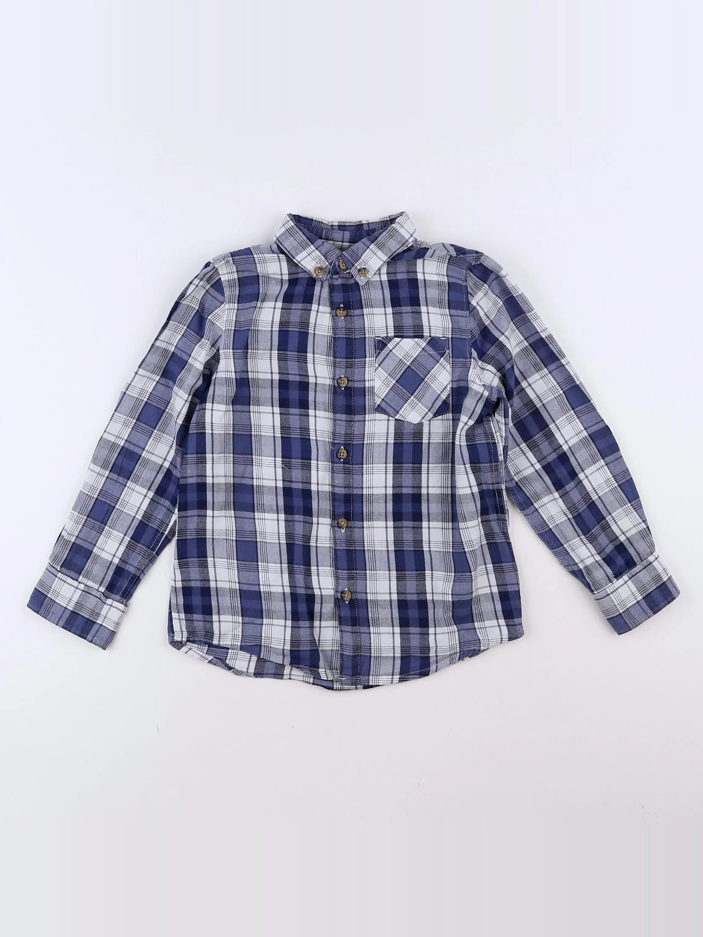 Vertbaudet - chemise bleu, blanc - 8 ans