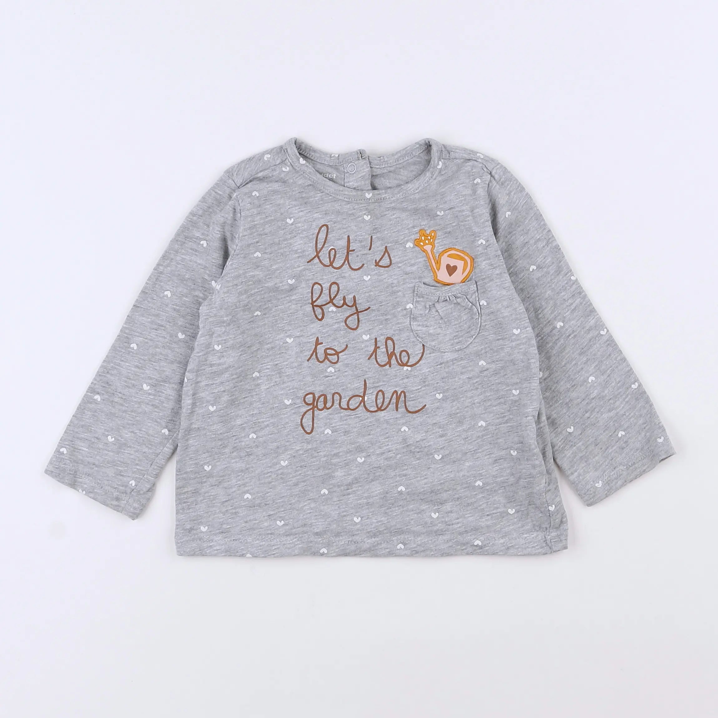 Vertbaudet - tee-shirt gris, jaune - 12 mois