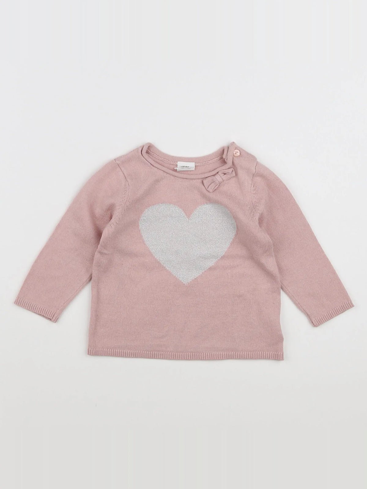 H&M - pull rose, argent - 3/6 mois