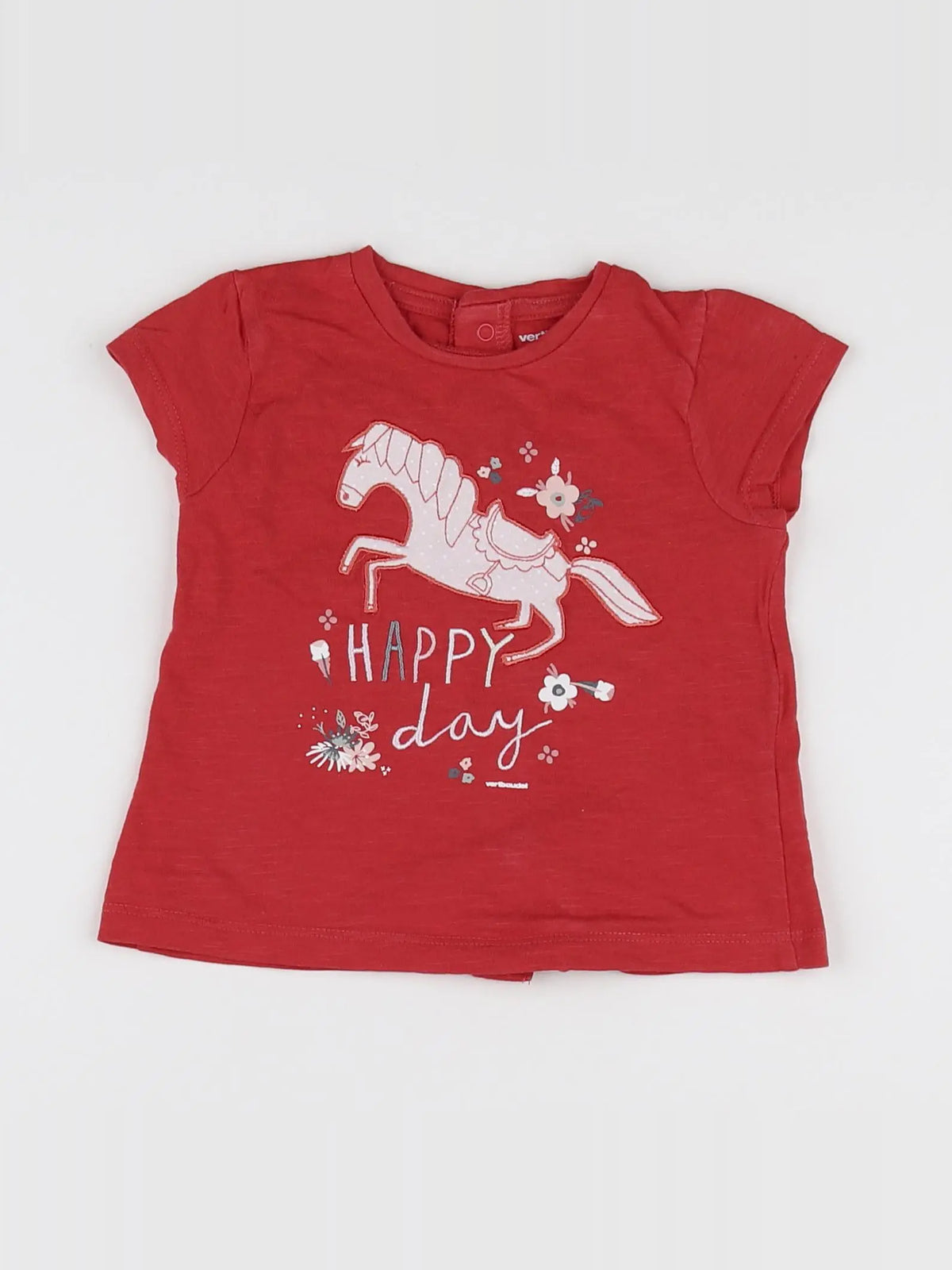 Vertbaudet - tee-shirt rouge - 9 mois