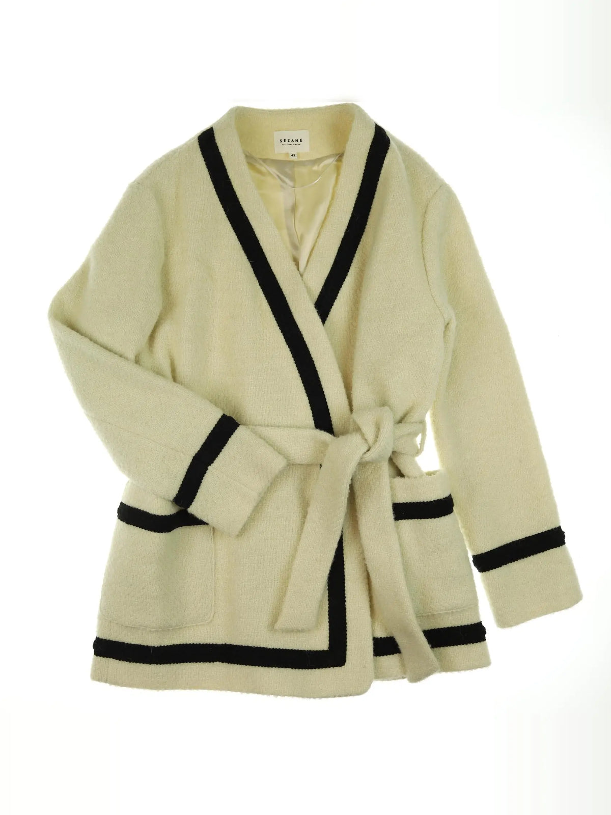 Sezane - manteau blanc, noir - 42