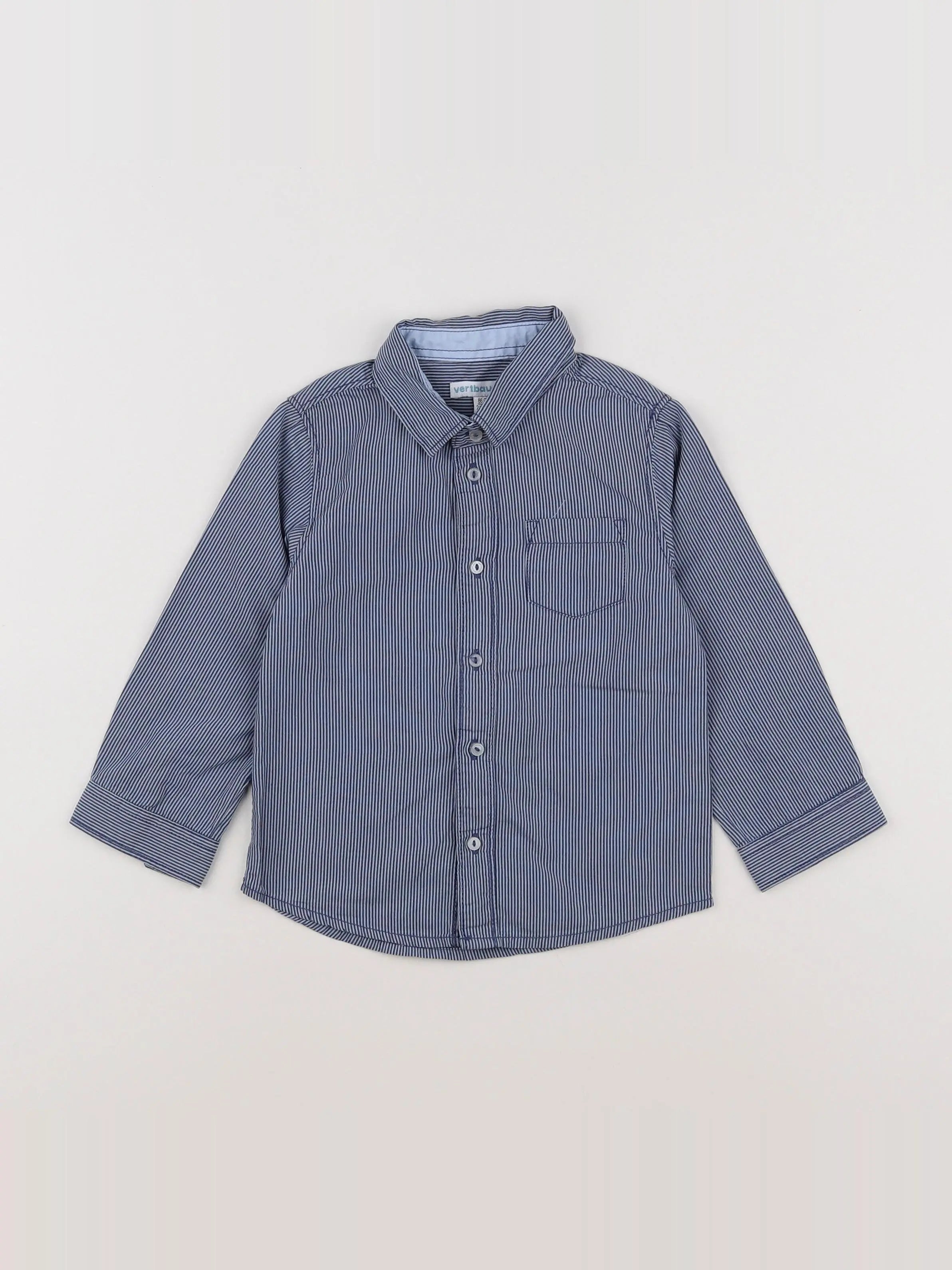 Vertbaudet - chemise bleu, gris - 2 ans