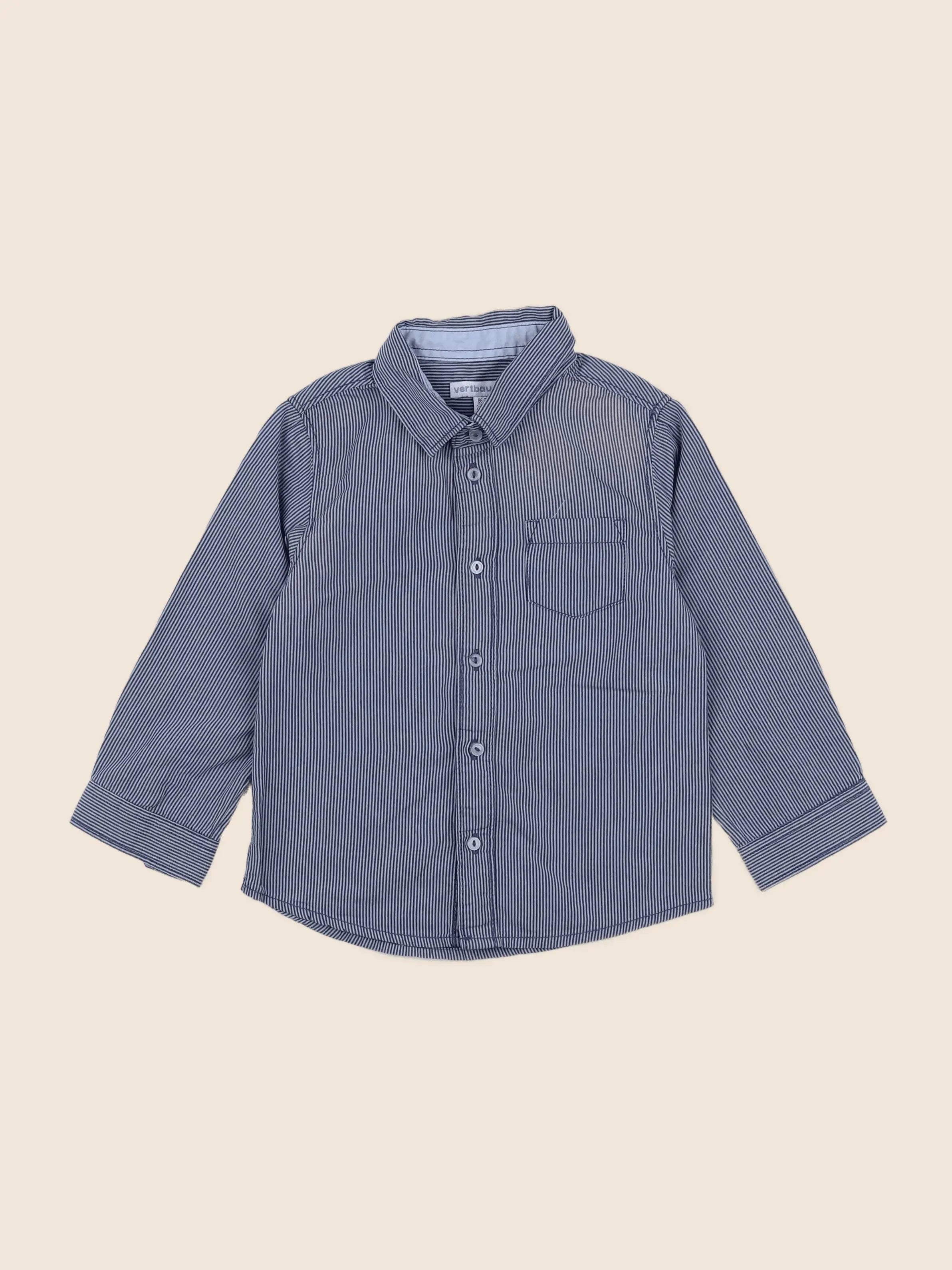 Vertbaudet - chemise bleu, gris - 2 ans