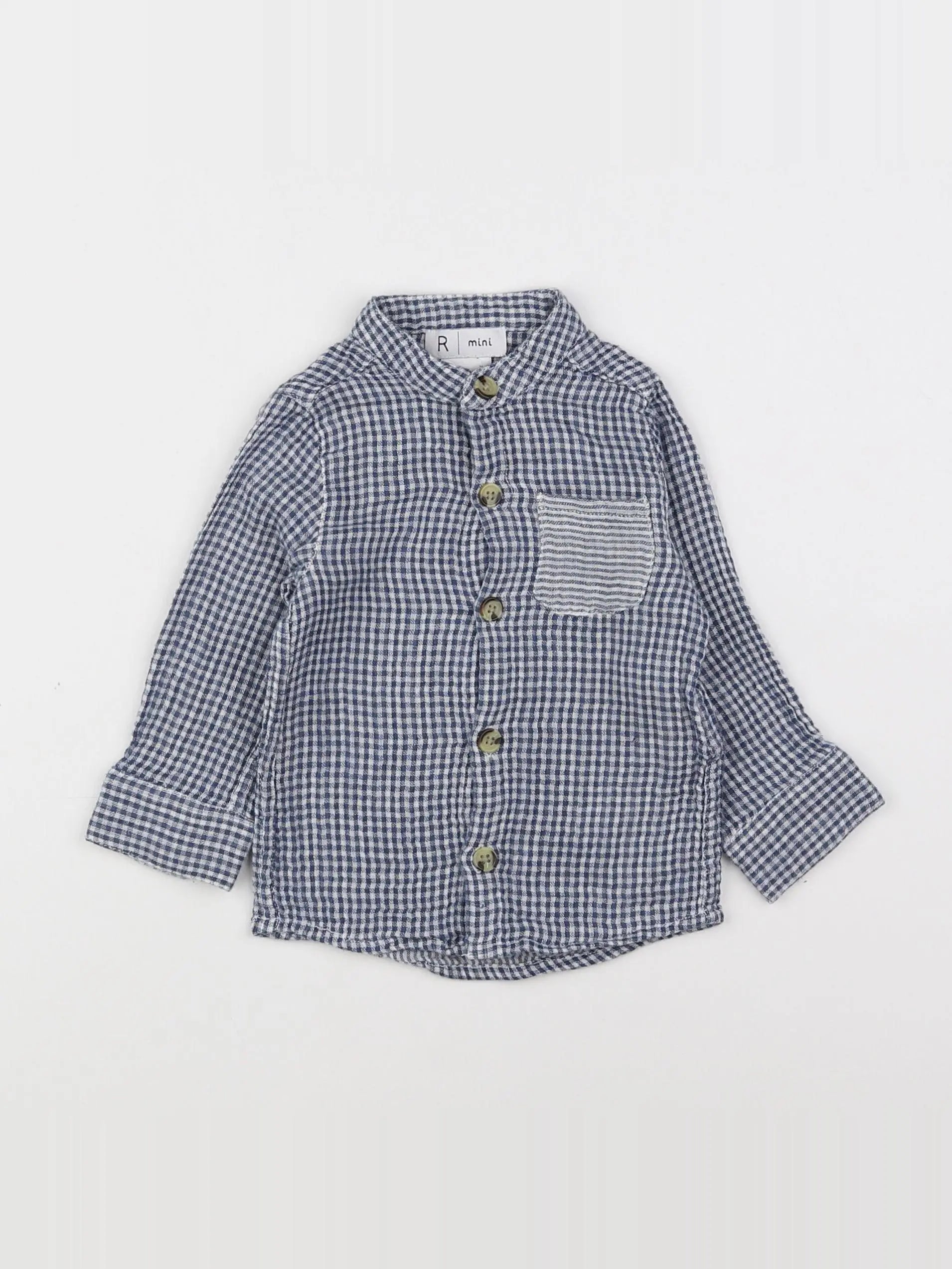 La Redoute - chemise blanc, bleu - 9 mois