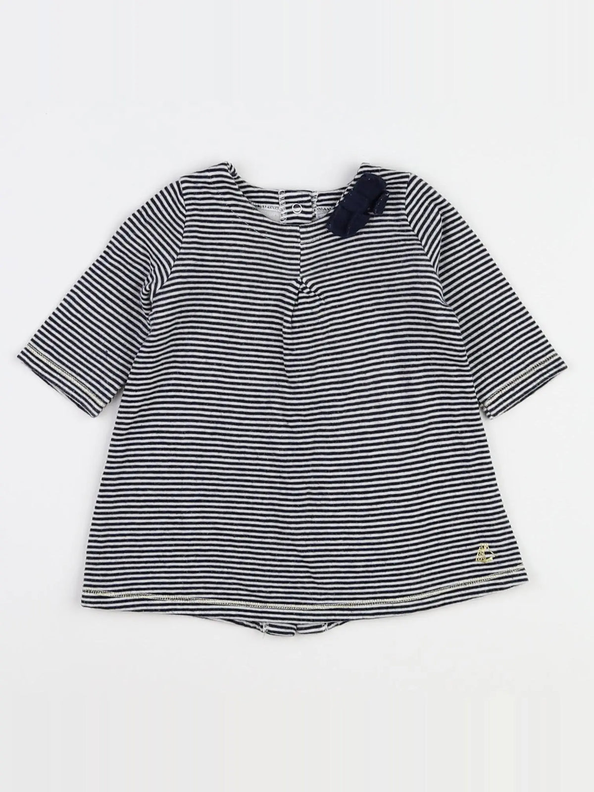 Petit Bateau - robe bleu, blanc - 3 mois