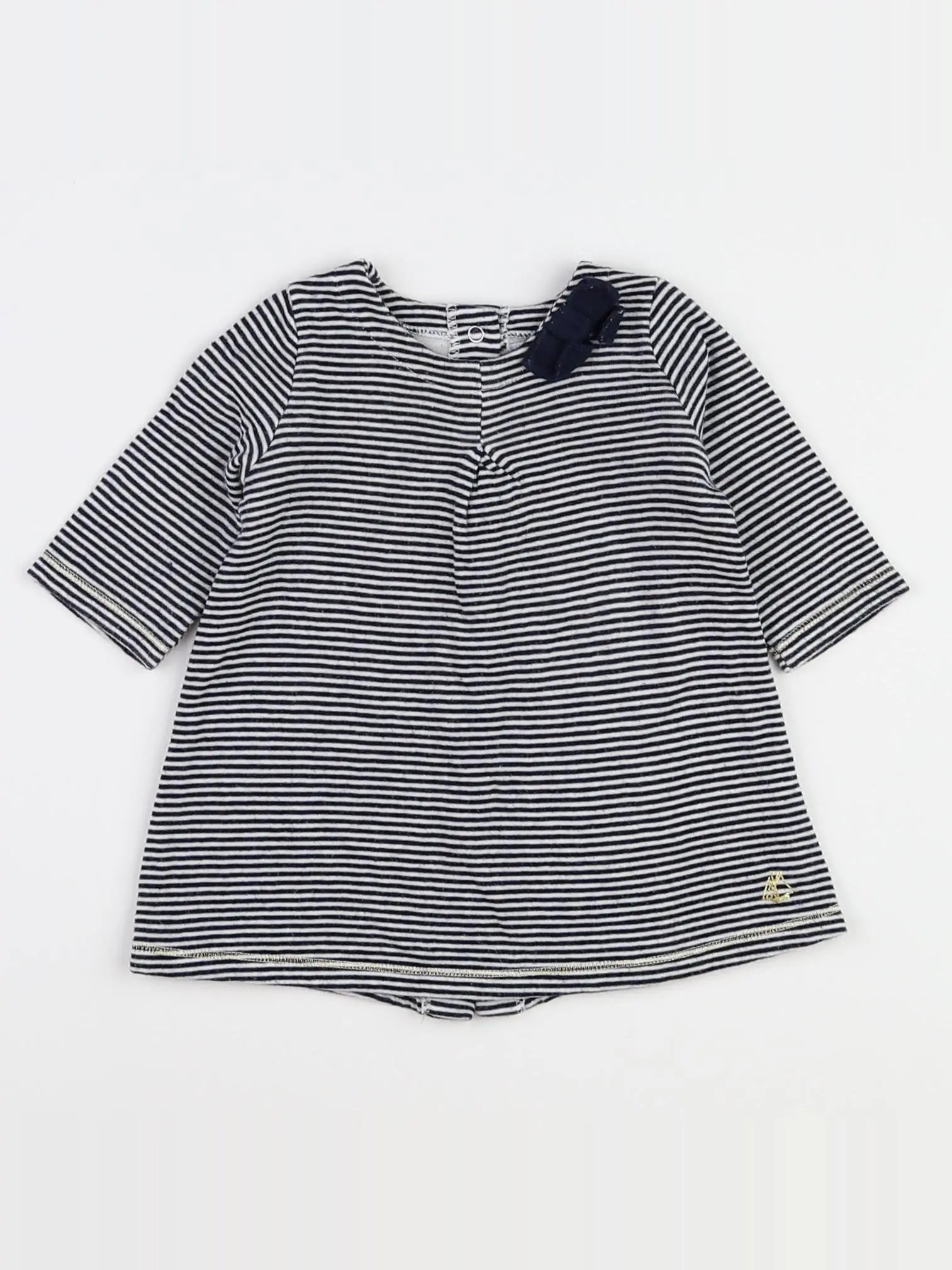 Petit Bateau - robe bleu, blanc - 3 mois