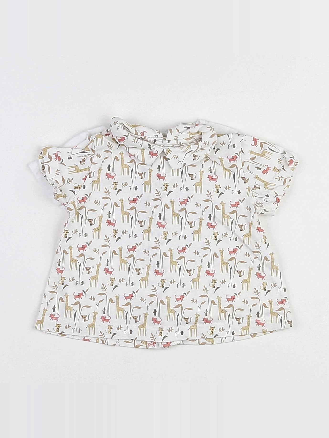 Boutchou - tee-shirt blanc, beige - 3 mois